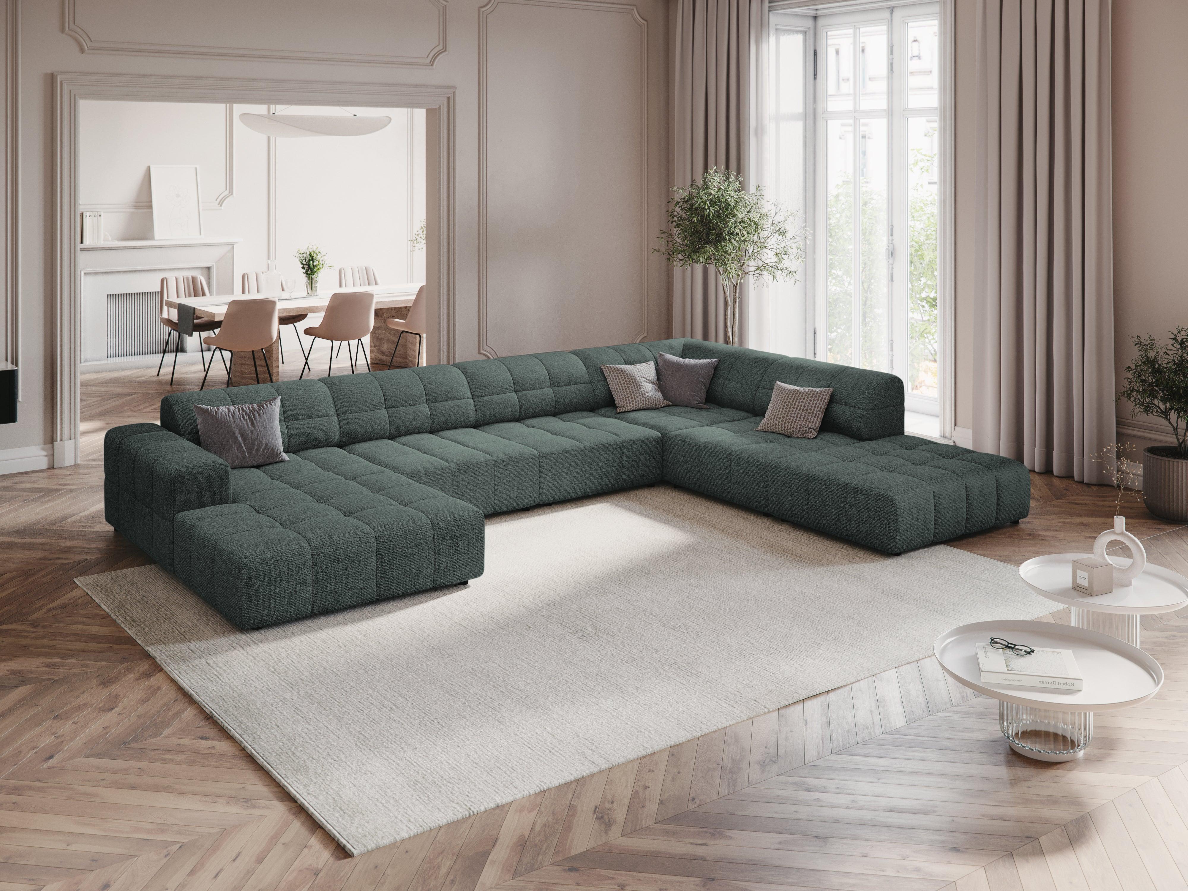 Narożnik w kształcie U prawostronny CHICAGO petrol szenil Cosmopolitan Design Eye on Design