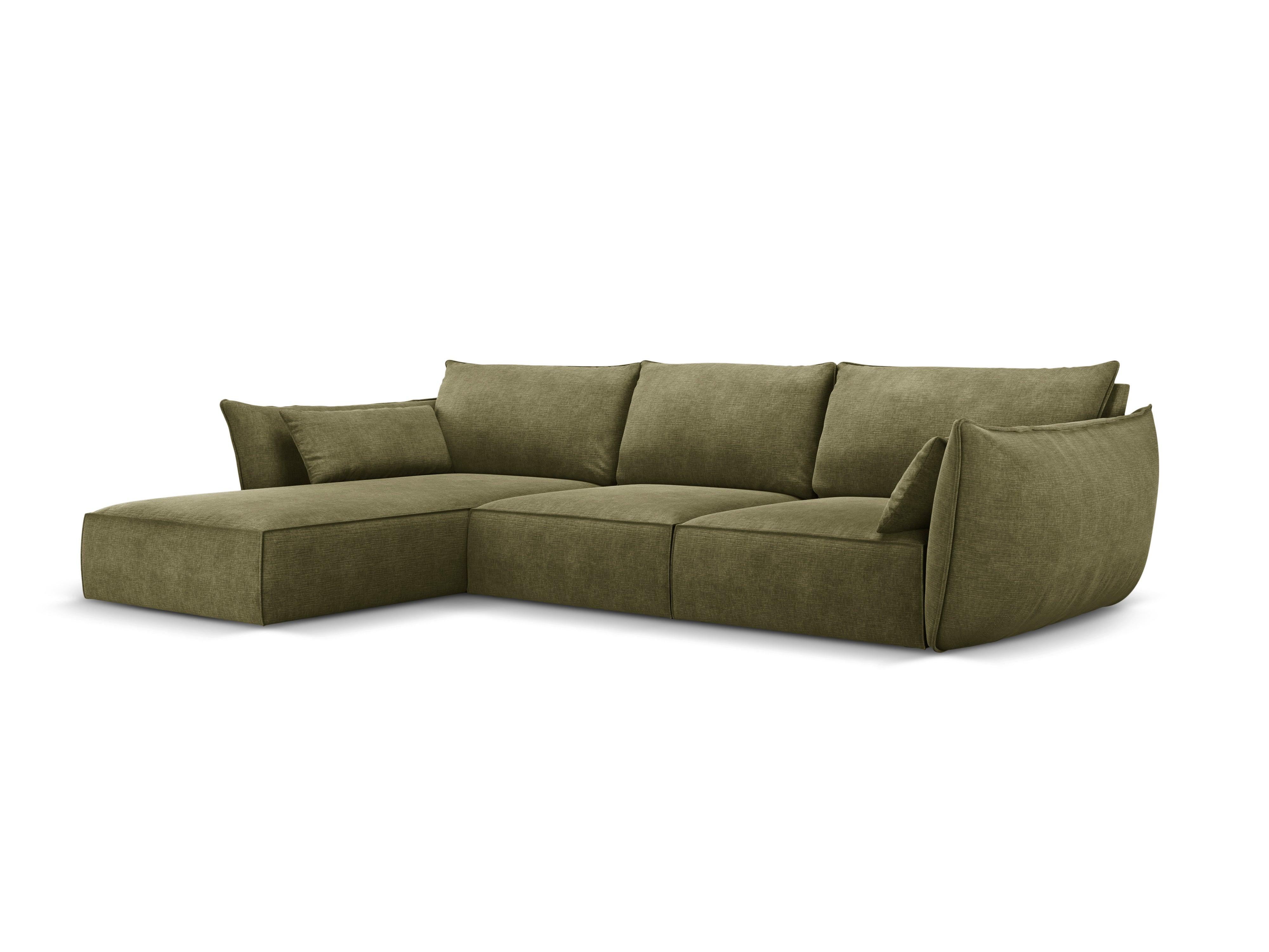 Narożnik w tkaninie szenilowej lewostronny 4-osobowy VANDA zielony Mazzini Sofas Eye on Design