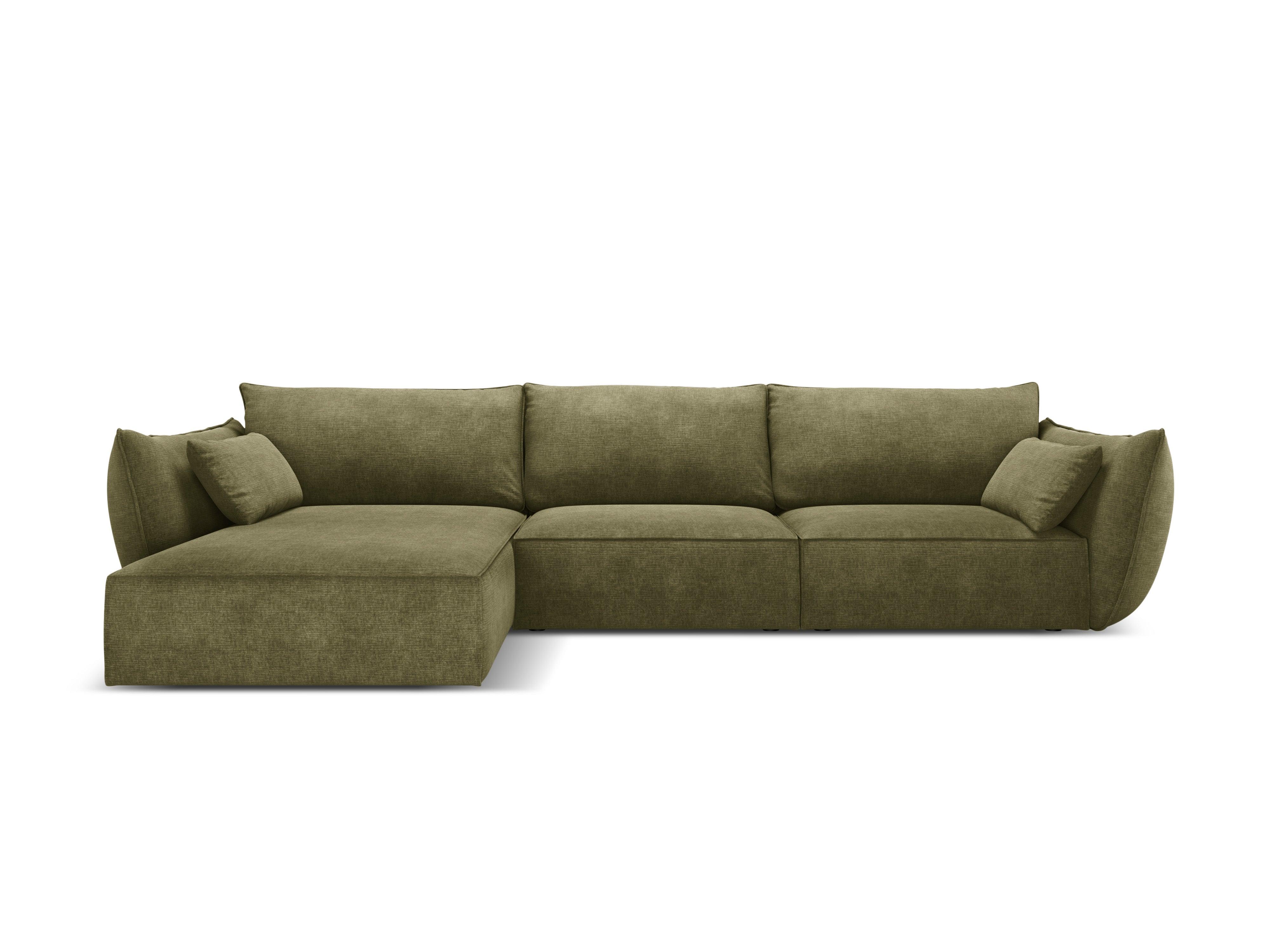 Narożnik w tkaninie szenilowej lewostronny 4-osobowy VANDA zielony Mazzini Sofas Eye on Design