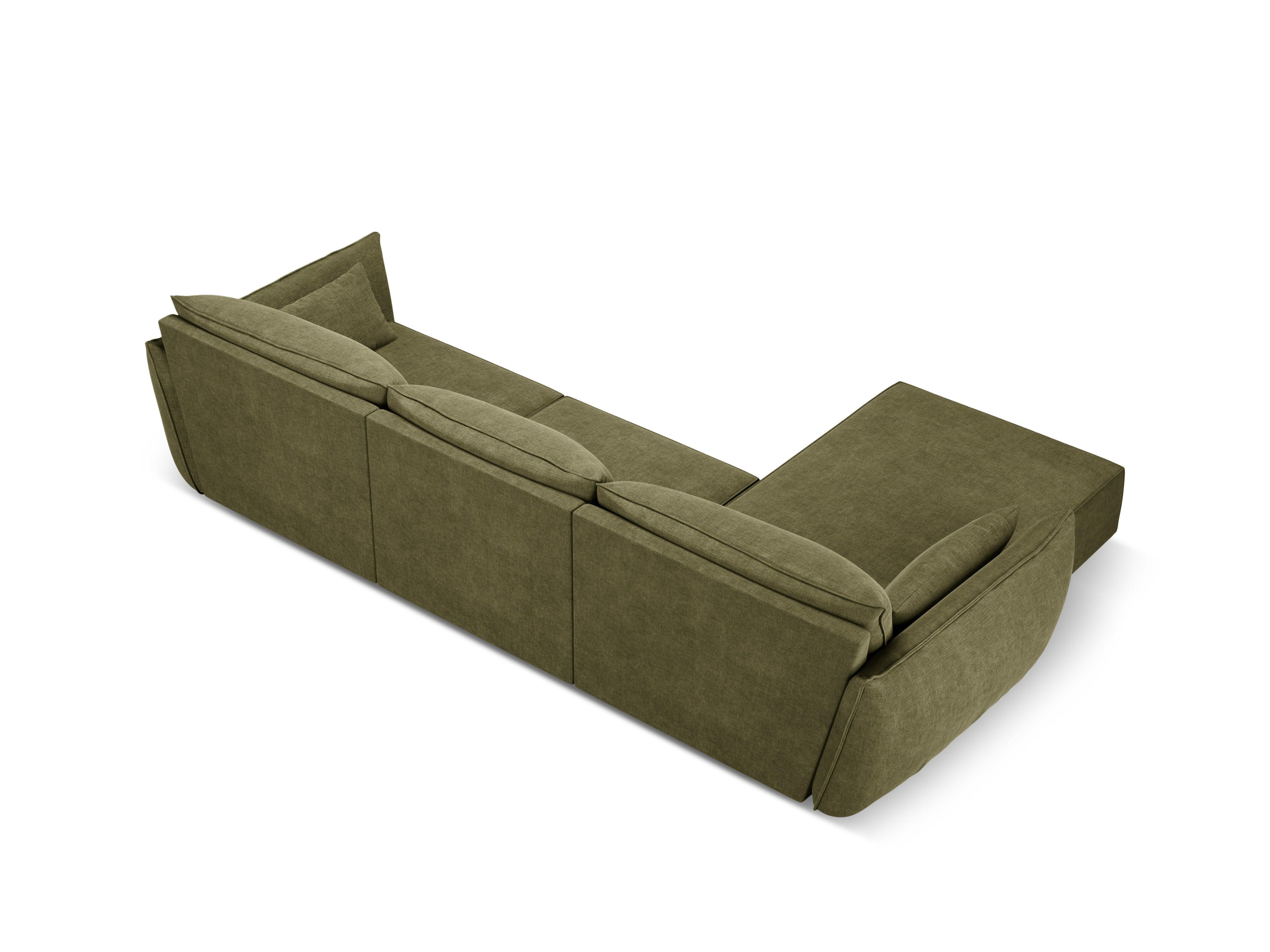 Narożnik w tkaninie szenilowej lewostronny 4-osobowy VANDA zielony Mazzini Sofas Eye on Design