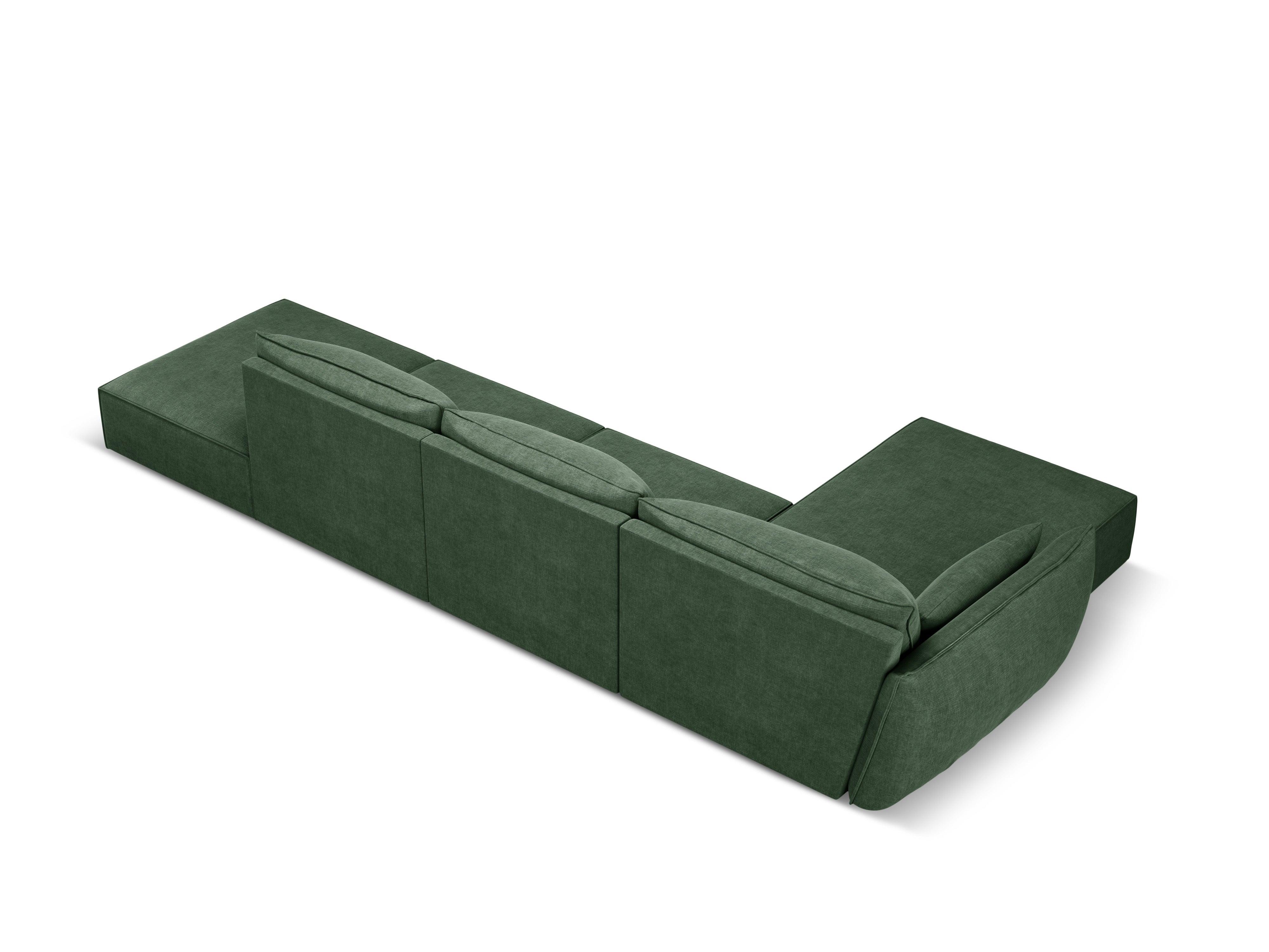 Narożnik w tkaninie szenilowej lewostronny otwarty VANDA butelkowa zieleń Mazzini Sofas Eye on Design