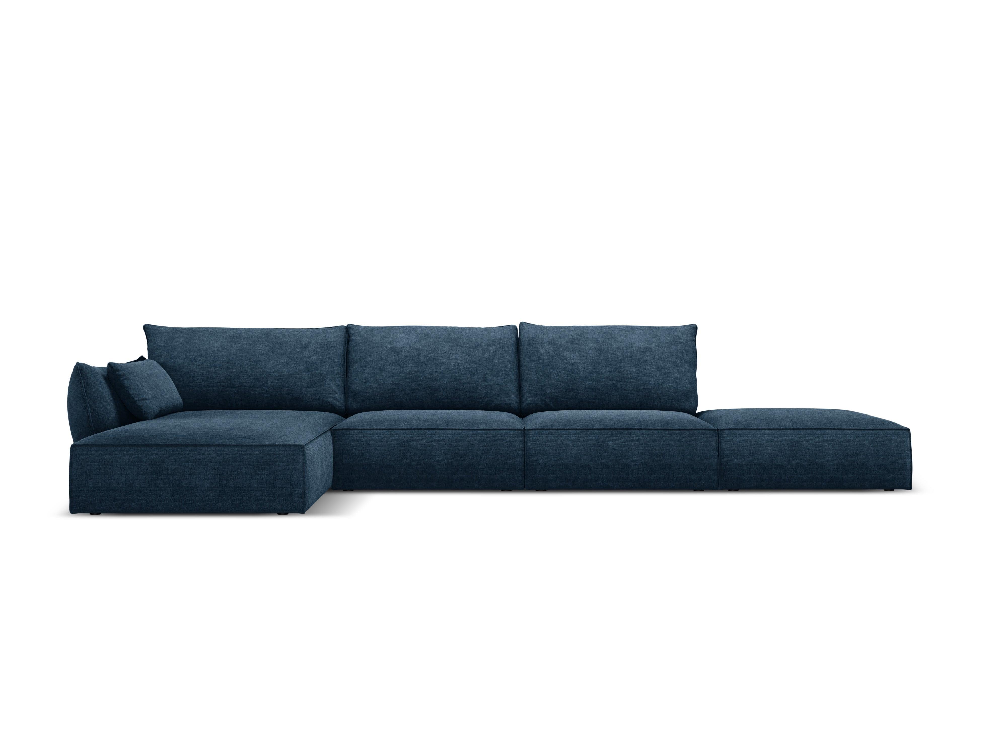 Narożnik w tkaninie szenilowej lewostronny otwarty VANDA granat królewski Mazzini Sofas Eye on Design