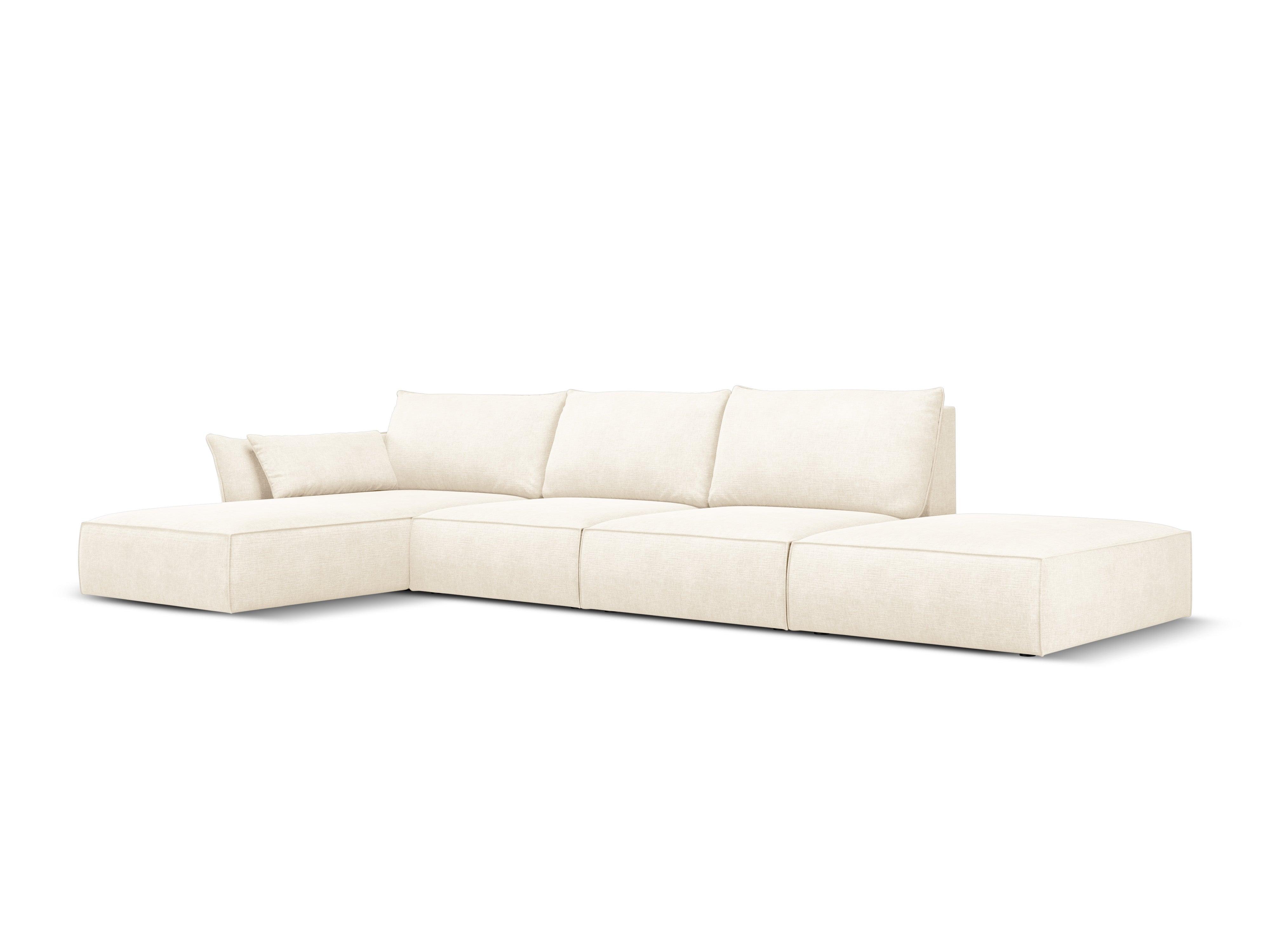 Narożnik w tkaninie szenilowej lewostronny otwarty VANDA jasnobeżowy Mazzini Sofas Eye on Design