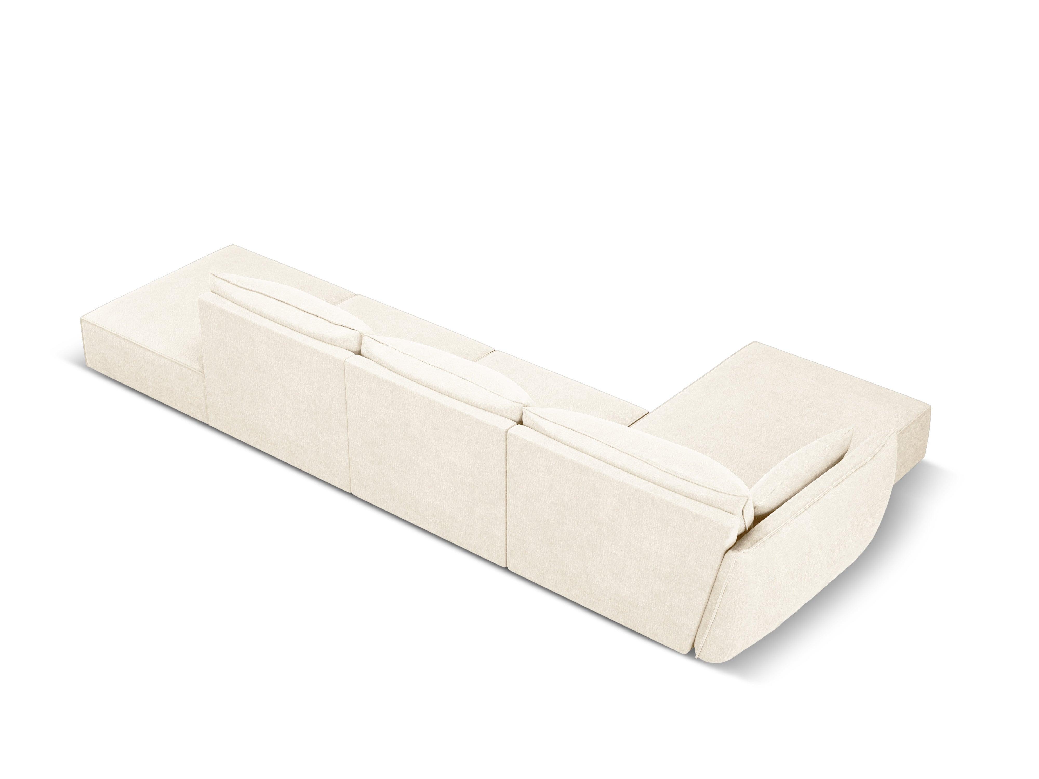 Narożnik w tkaninie szenilowej lewostronny otwarty VANDA jasnobeżowy Mazzini Sofas Eye on Design