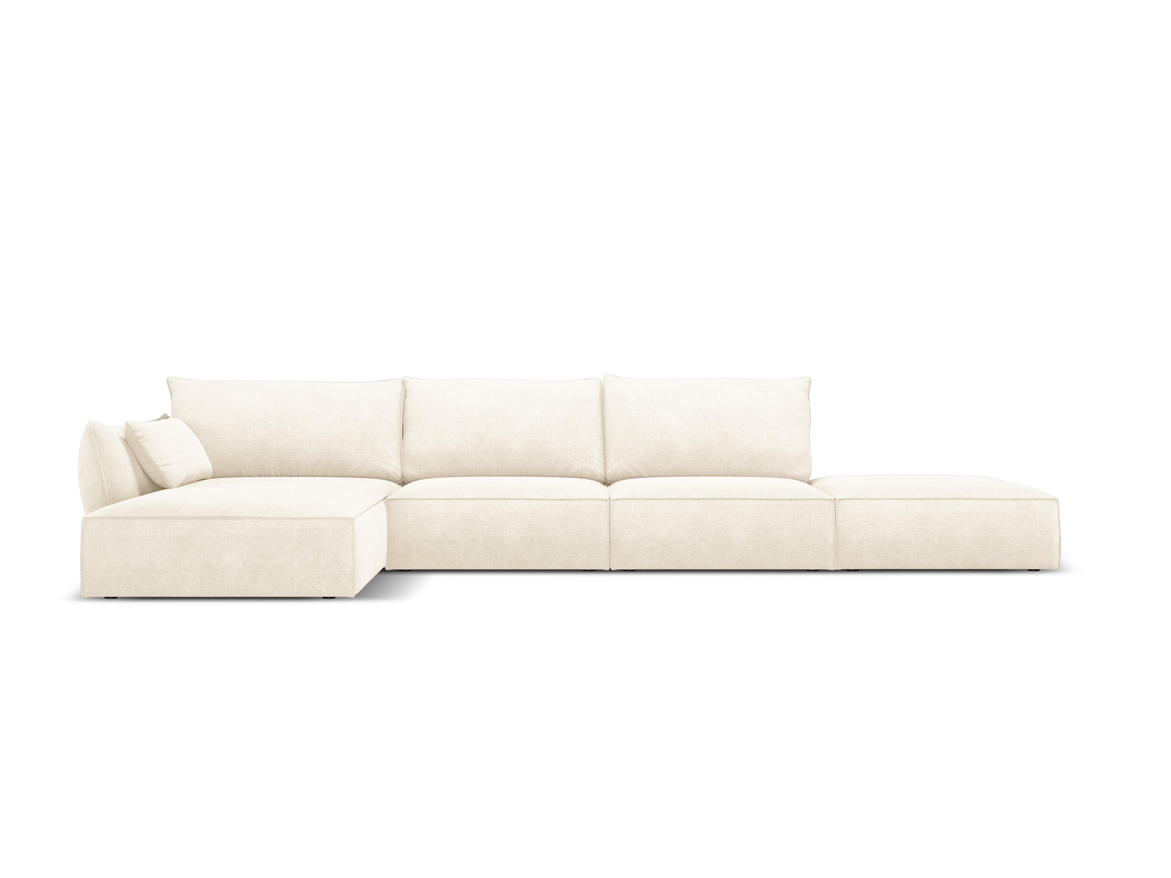 Narożnik w tkaninie szenilowej lewostronny otwarty VANDA jasnobeżowy Mazzini Sofas Eye on Design