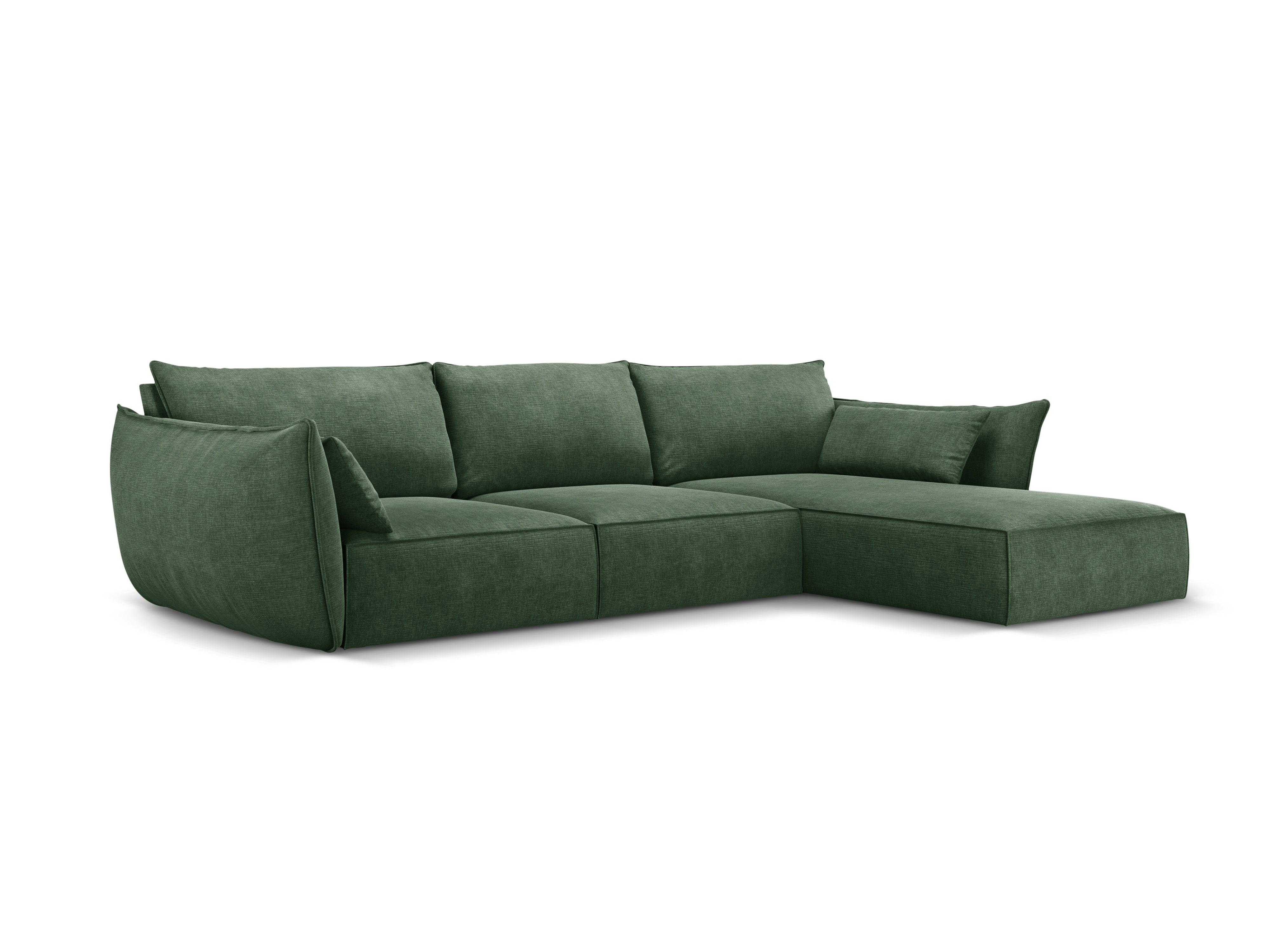 Narożnik w tkaninie szenilowej prawostronny 4-osobowy VANDA butelkowa zieleń Mazzini Sofas Eye on Design