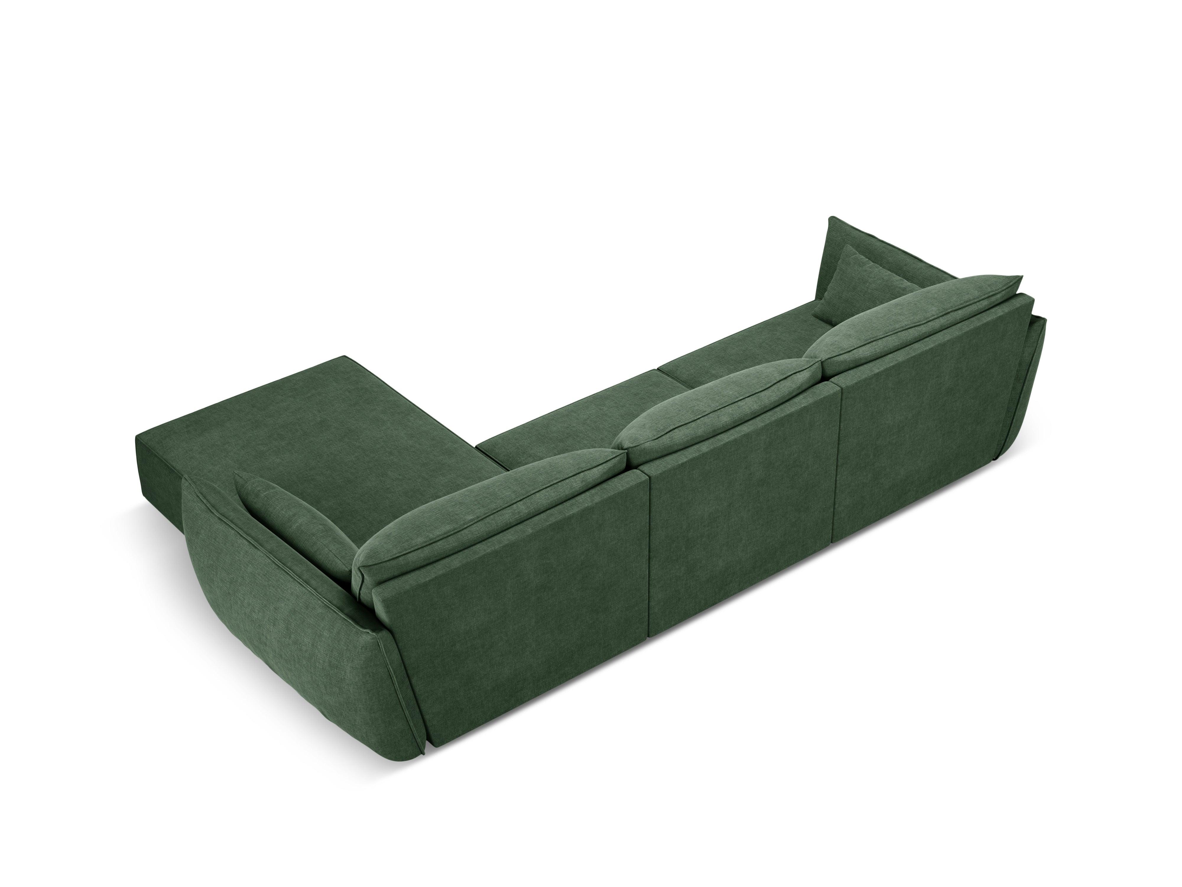 Narożnik w tkaninie szenilowej prawostronny 4-osobowy VANDA butelkowa zieleń Mazzini Sofas Eye on Design