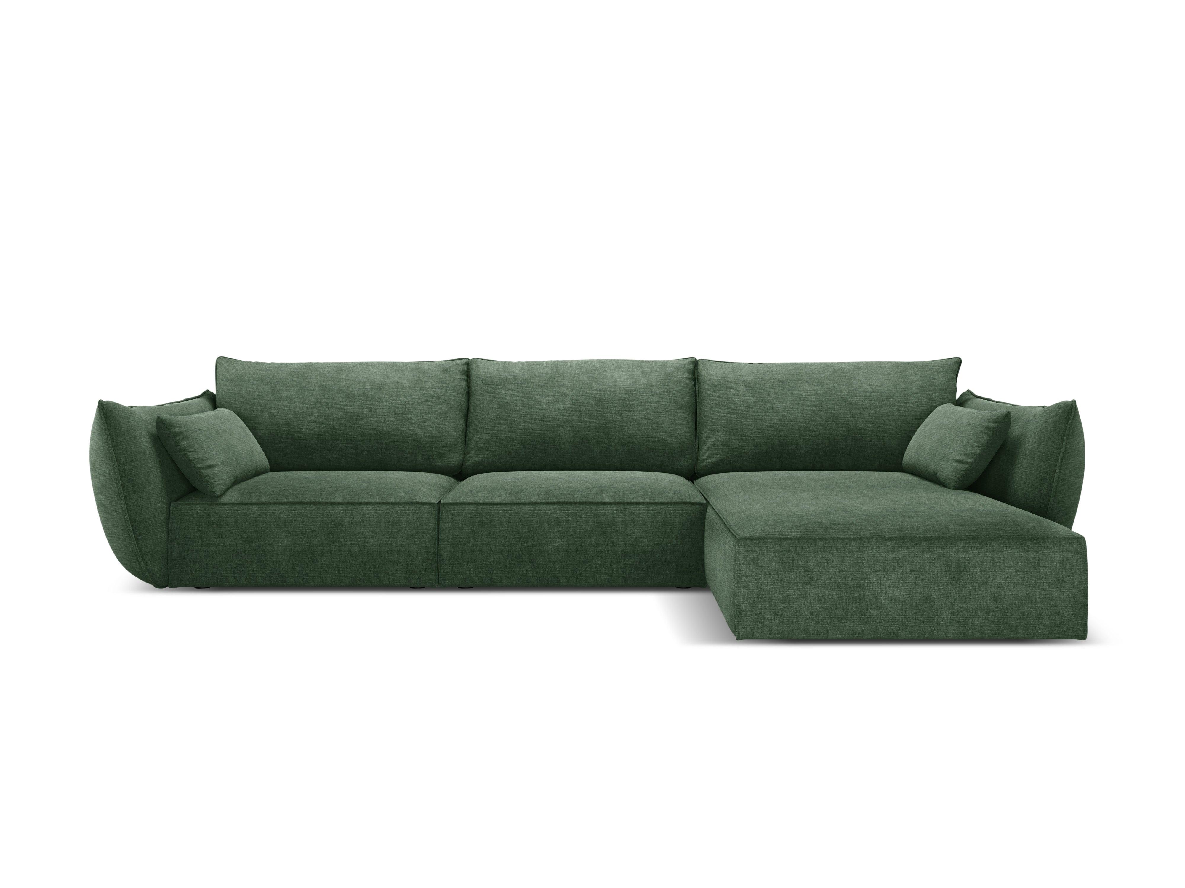 Narożnik w tkaninie szenilowej prawostronny 4-osobowy VANDA butelkowa zieleń Mazzini Sofas Eye on Design