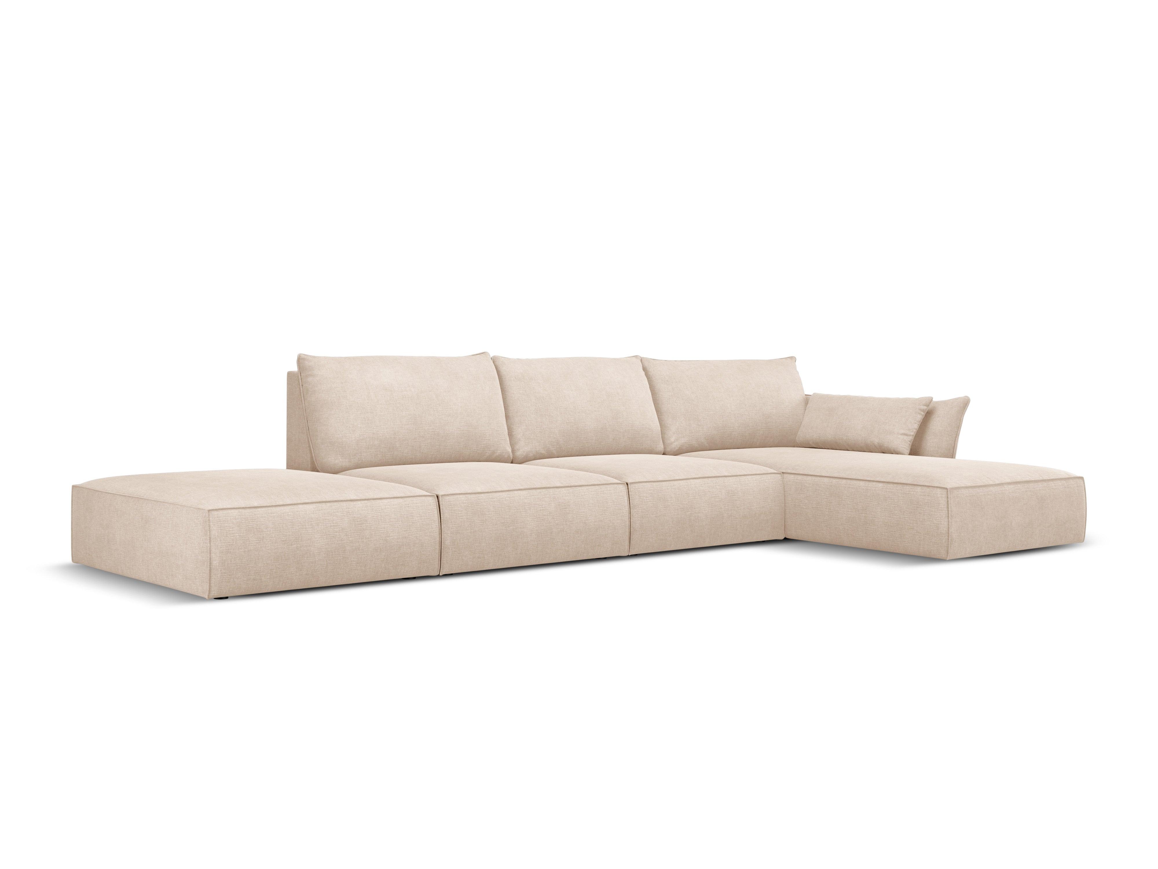 Narożnik w tkaninie szenilowej prawostronny otwarty VANDA beżowy Mazzini Sofas Eye on Design