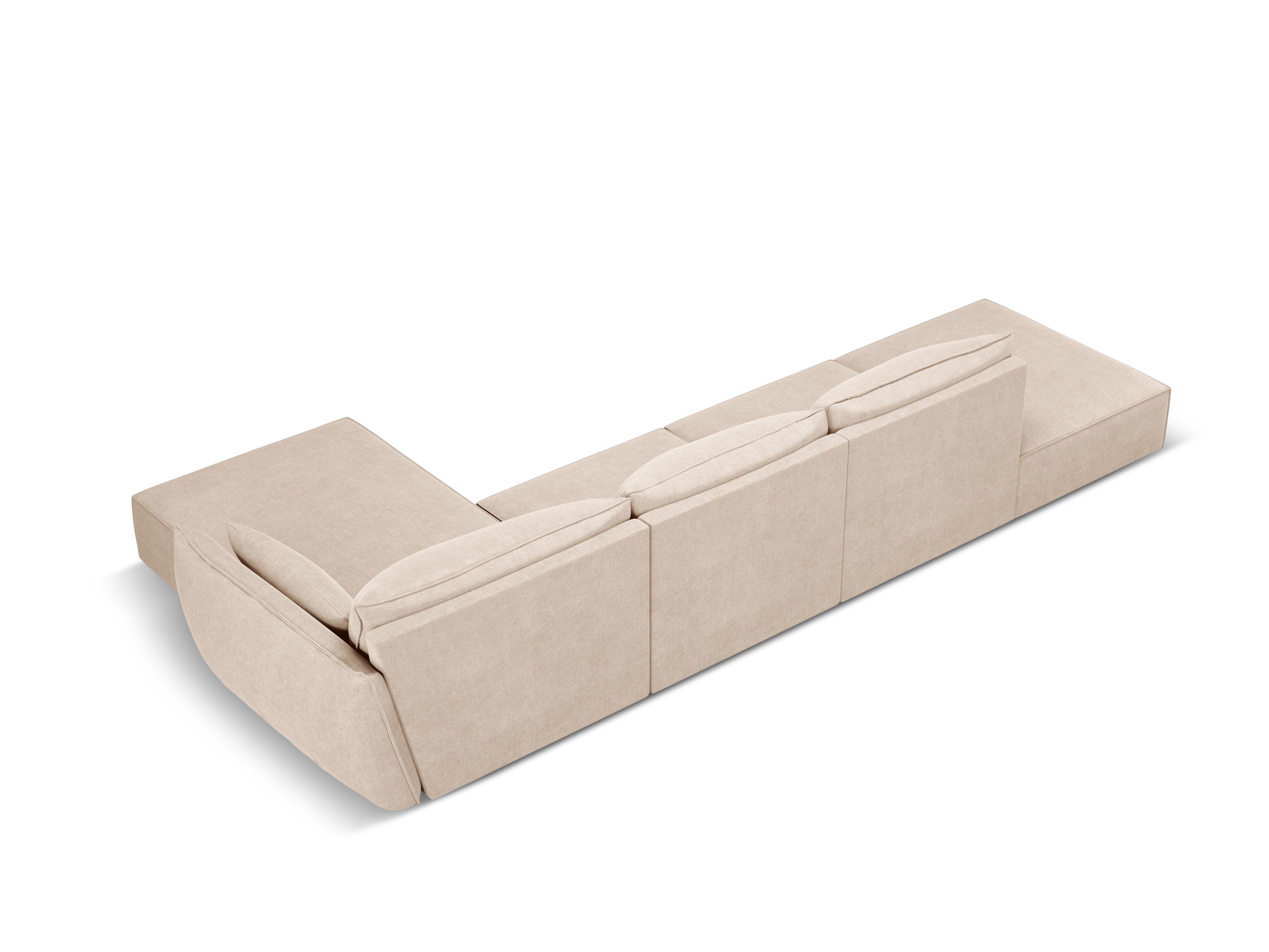 Narożnik w tkaninie szenilowej prawostronny otwarty VANDA beżowy Mazzini Sofas Eye on Design