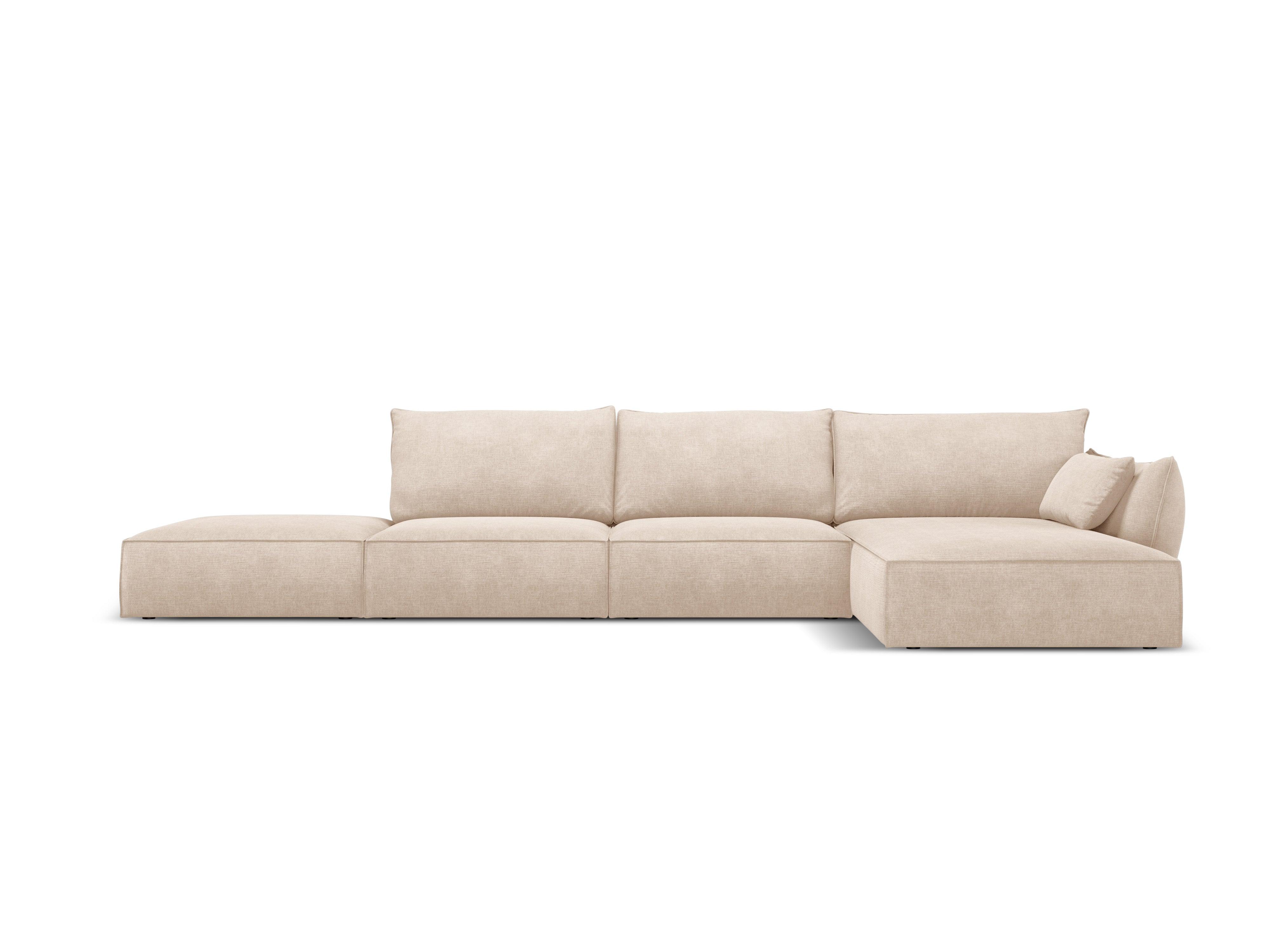 Narożnik w tkaninie szenilowej prawostronny otwarty VANDA beżowy Mazzini Sofas Eye on Design