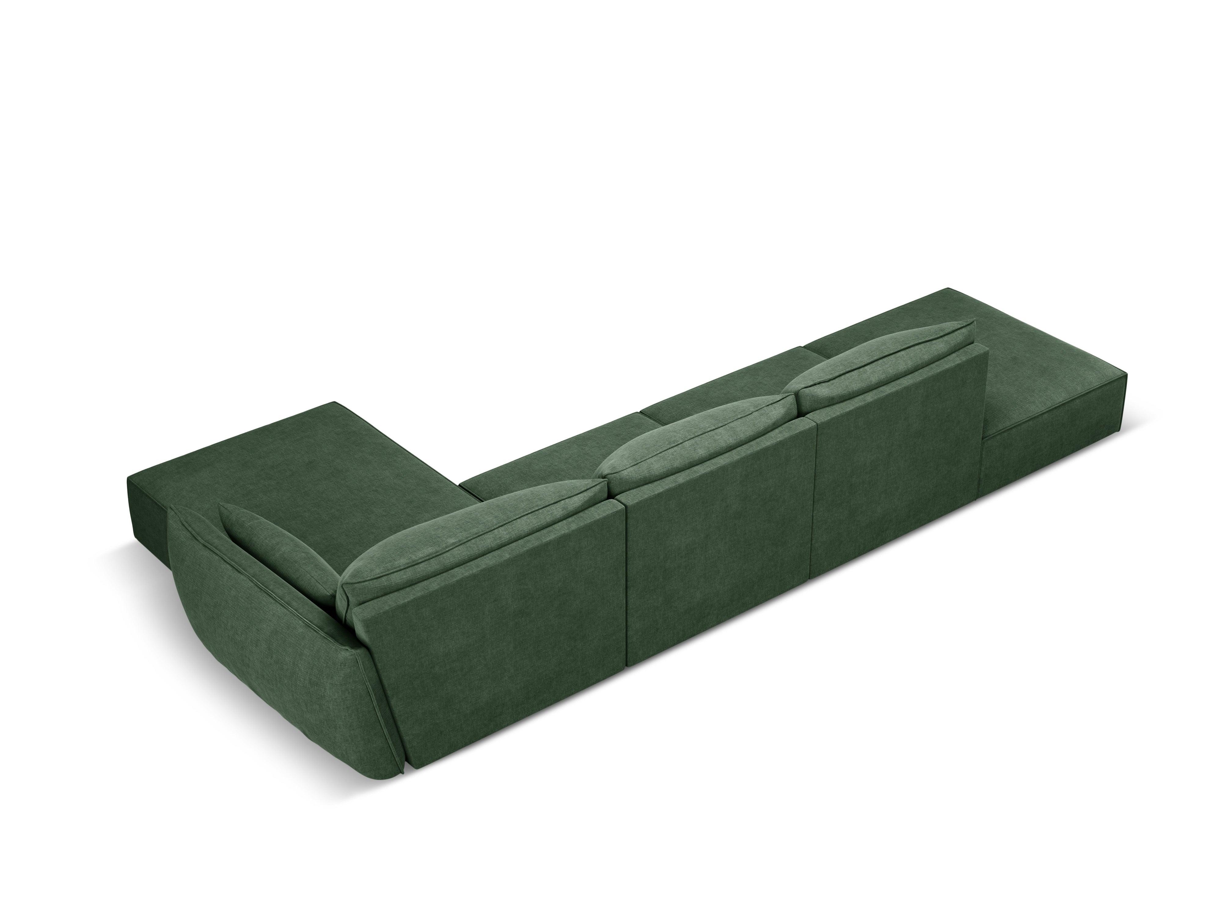 Narożnik w tkaninie szenilowej prawostronny otwarty VANDA butelkowa zieleń Mazzini Sofas Eye on Design