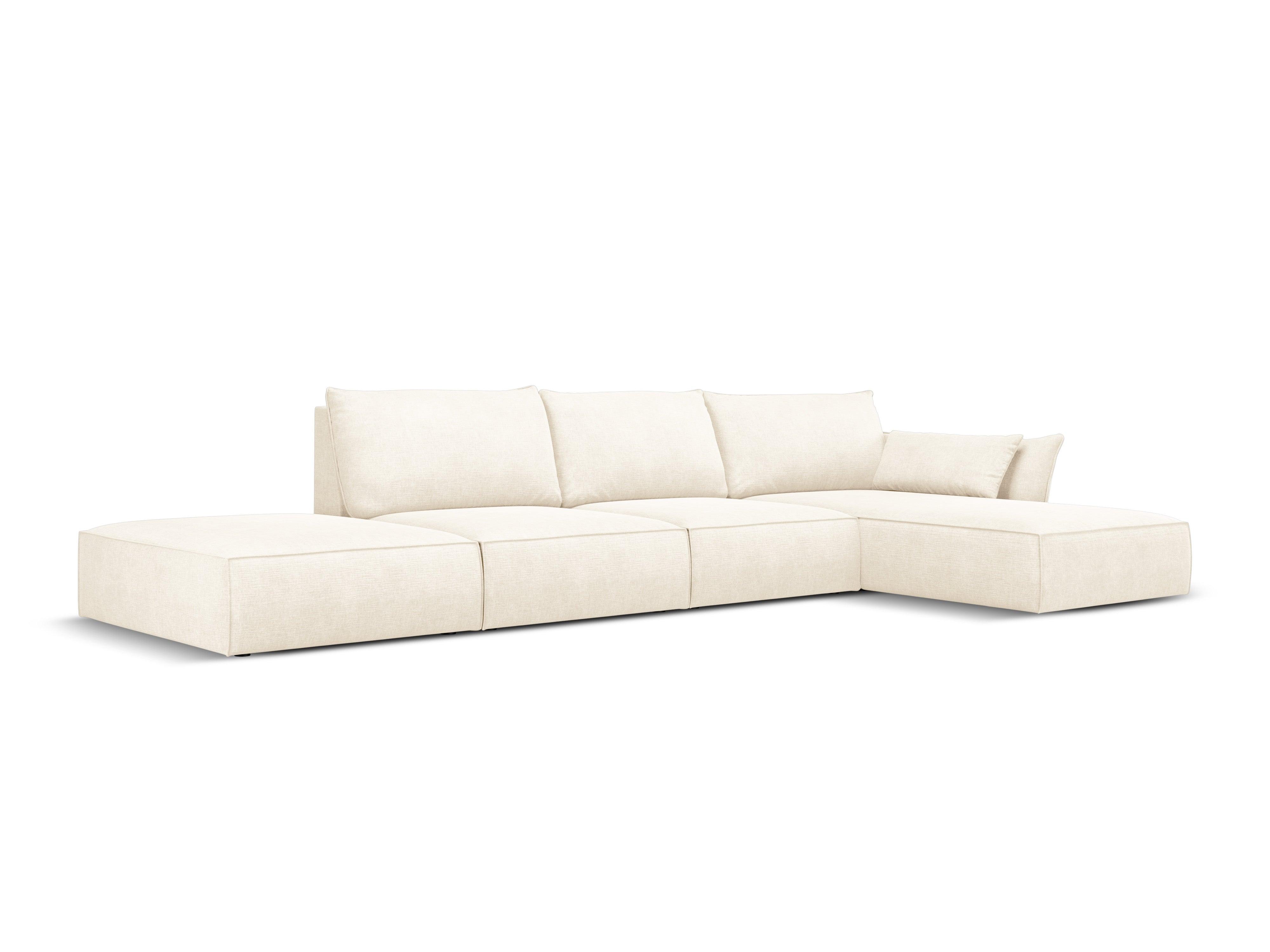 Narożnik w tkaninie szenilowej prawostronny otwarty VANDA jasnobeżowy Mazzini Sofas Eye on Design