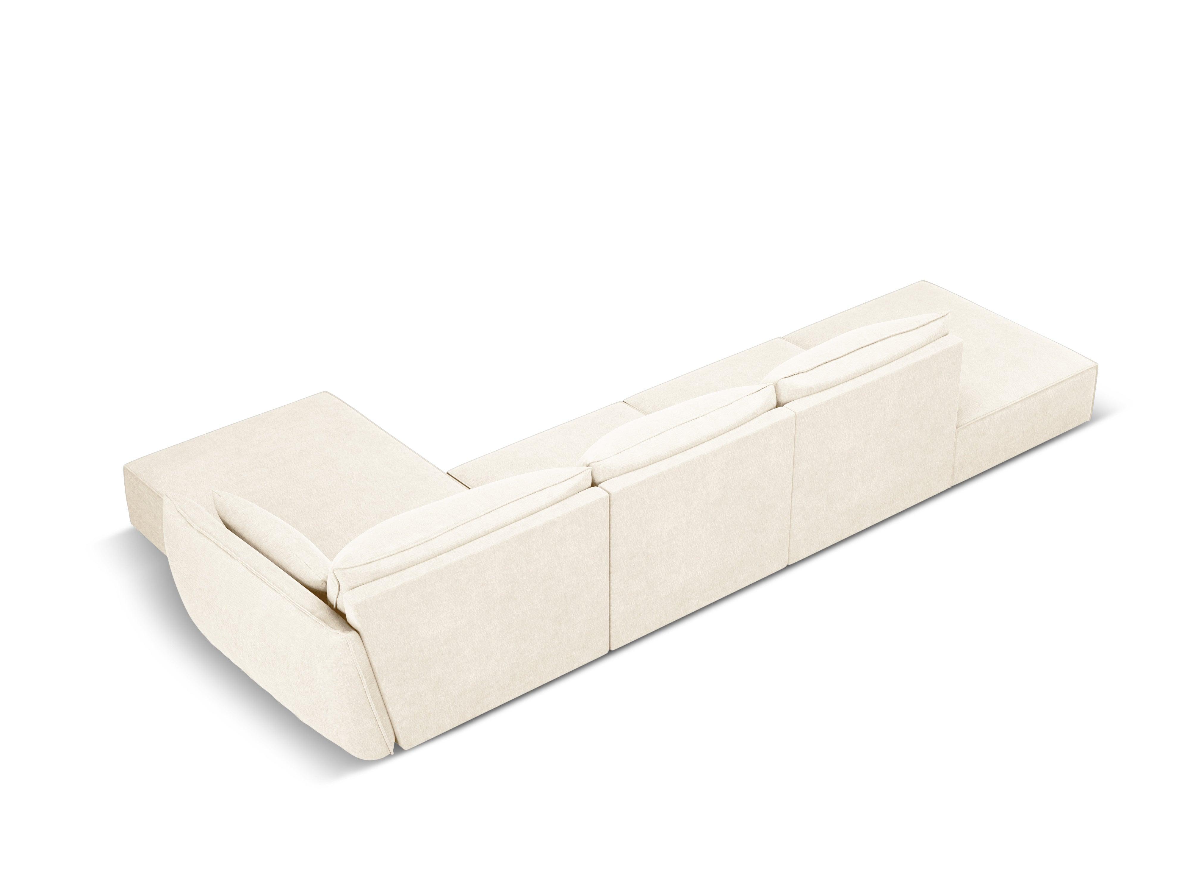 Narożnik w tkaninie szenilowej prawostronny otwarty VANDA jasnobeżowy Mazzini Sofas Eye on Design