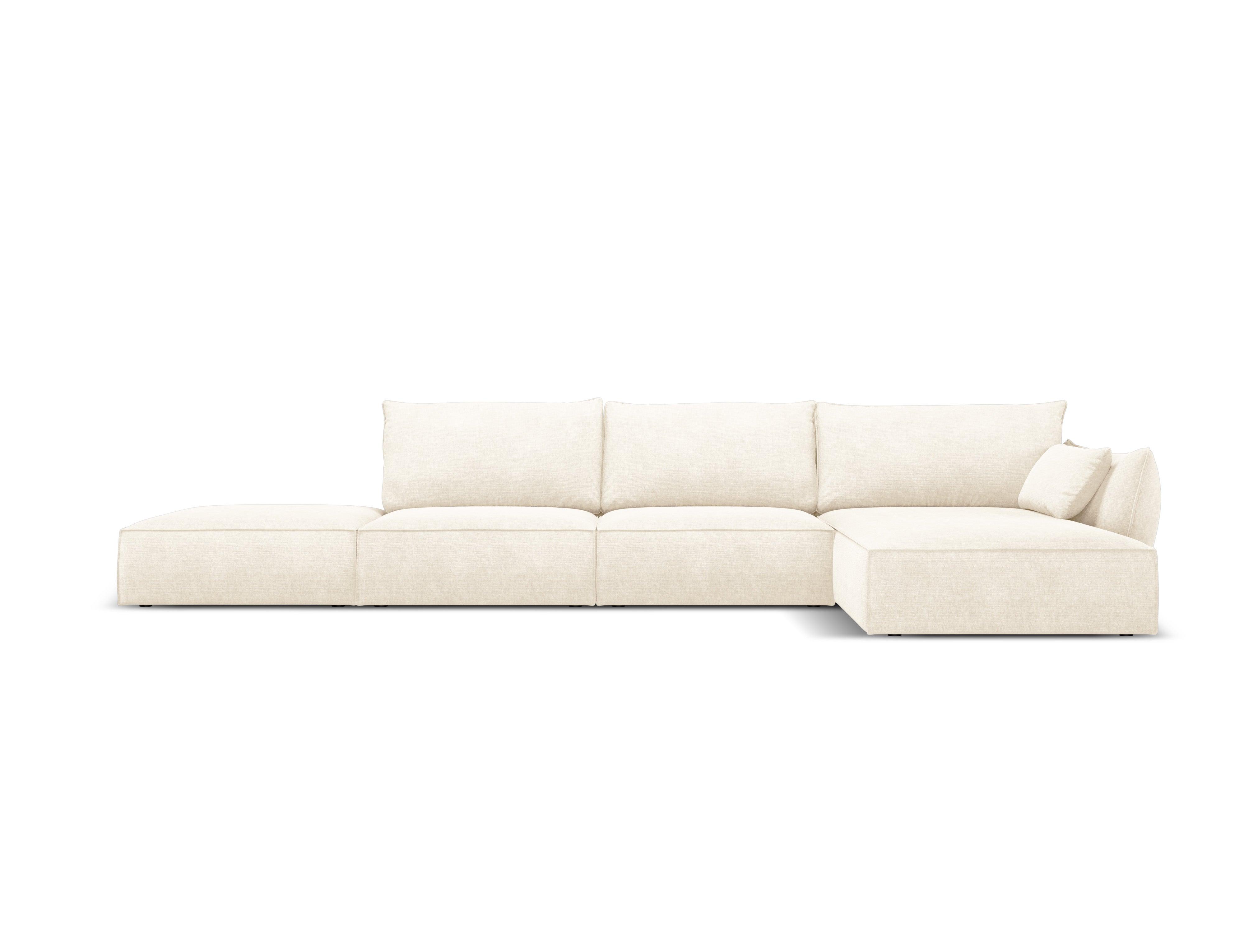 Narożnik w tkaninie szenilowej prawostronny otwarty VANDA jasnobeżowy Mazzini Sofas Eye on Design