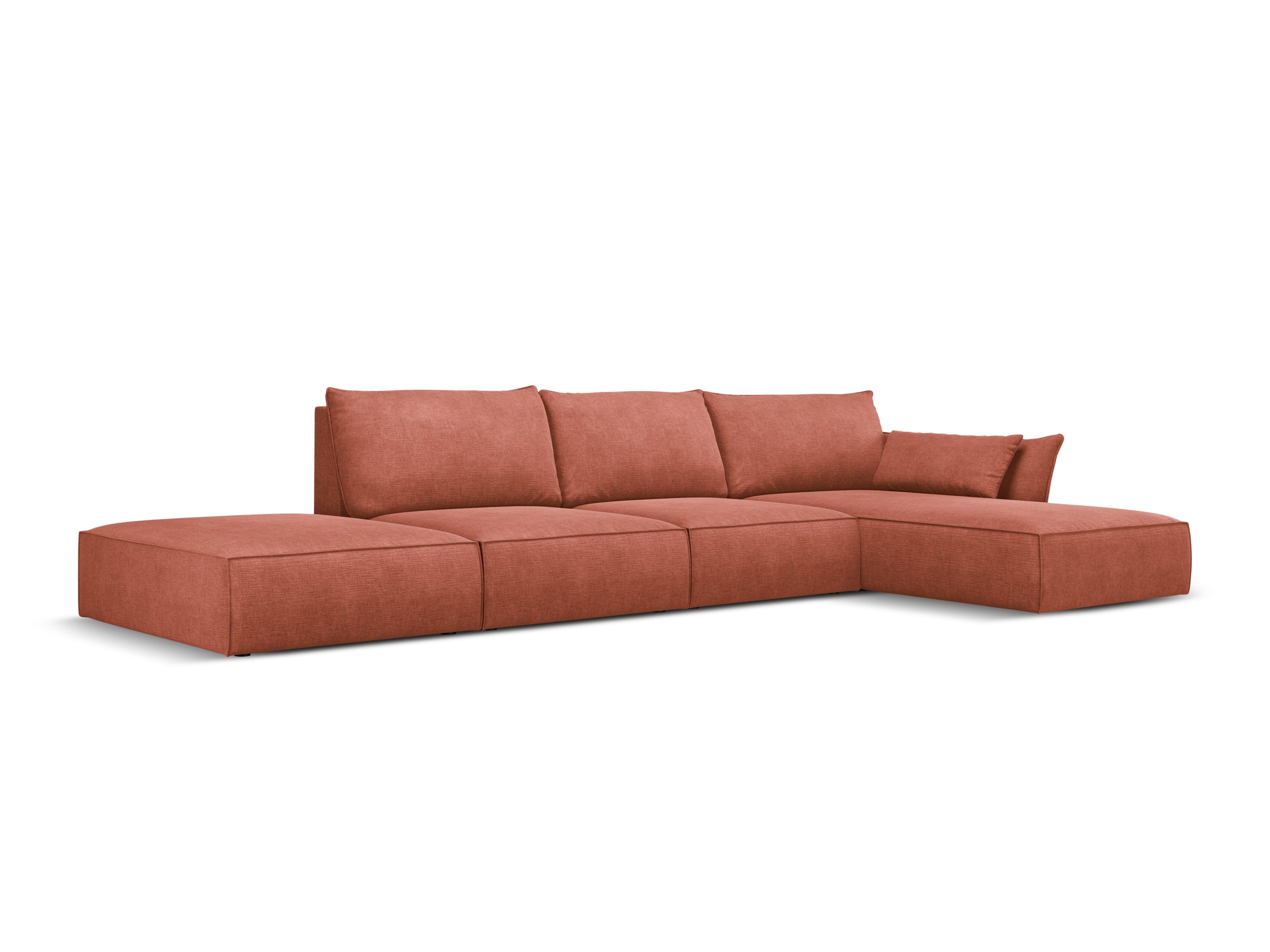 Narożnik w tkaninie szenilowej prawostronny otwarty VANDA terracotta Mazzini Sofas Eye on Design