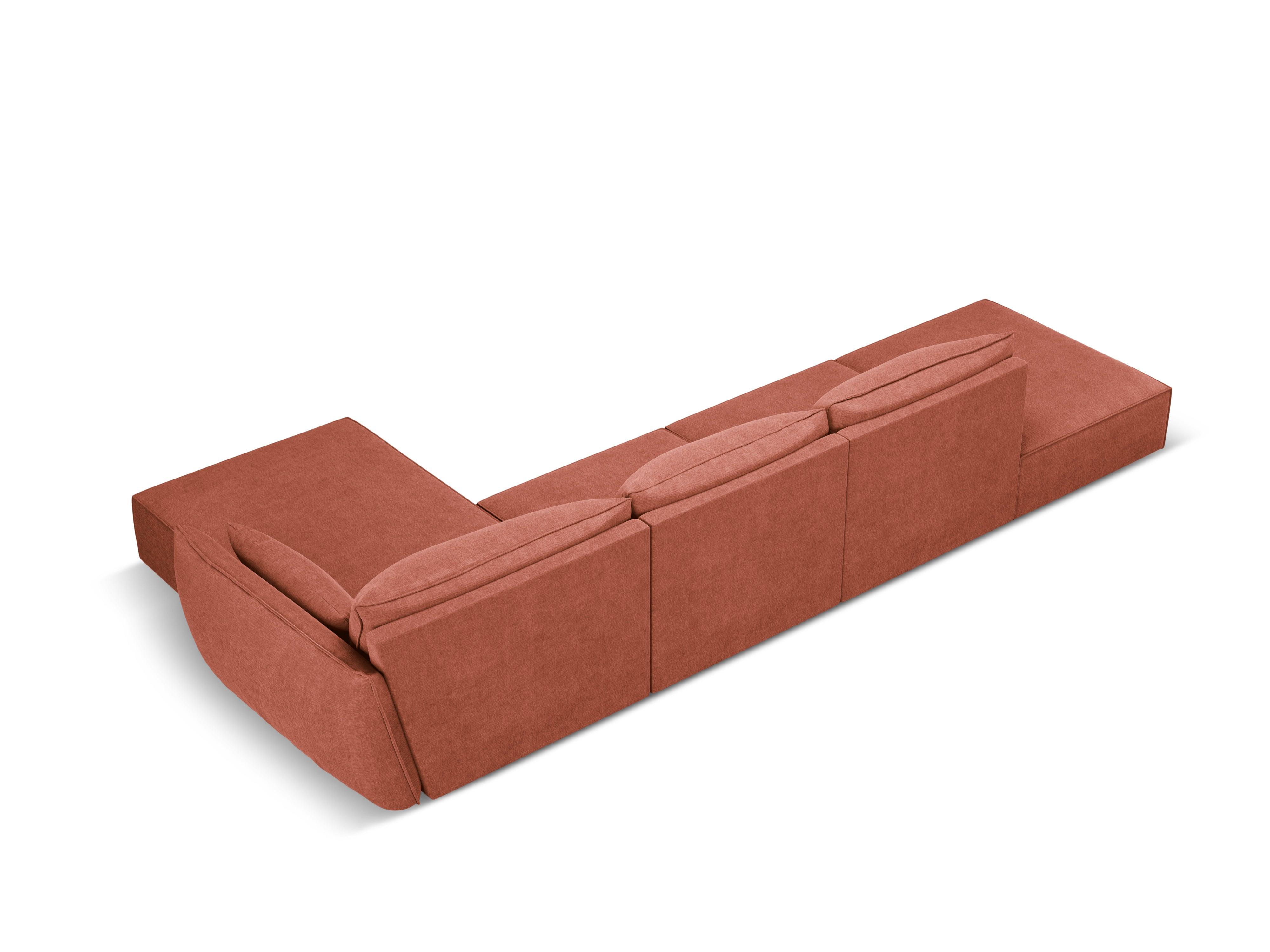 Narożnik w tkaninie szenilowej prawostronny otwarty VANDA terracotta Mazzini Sofas Eye on Design