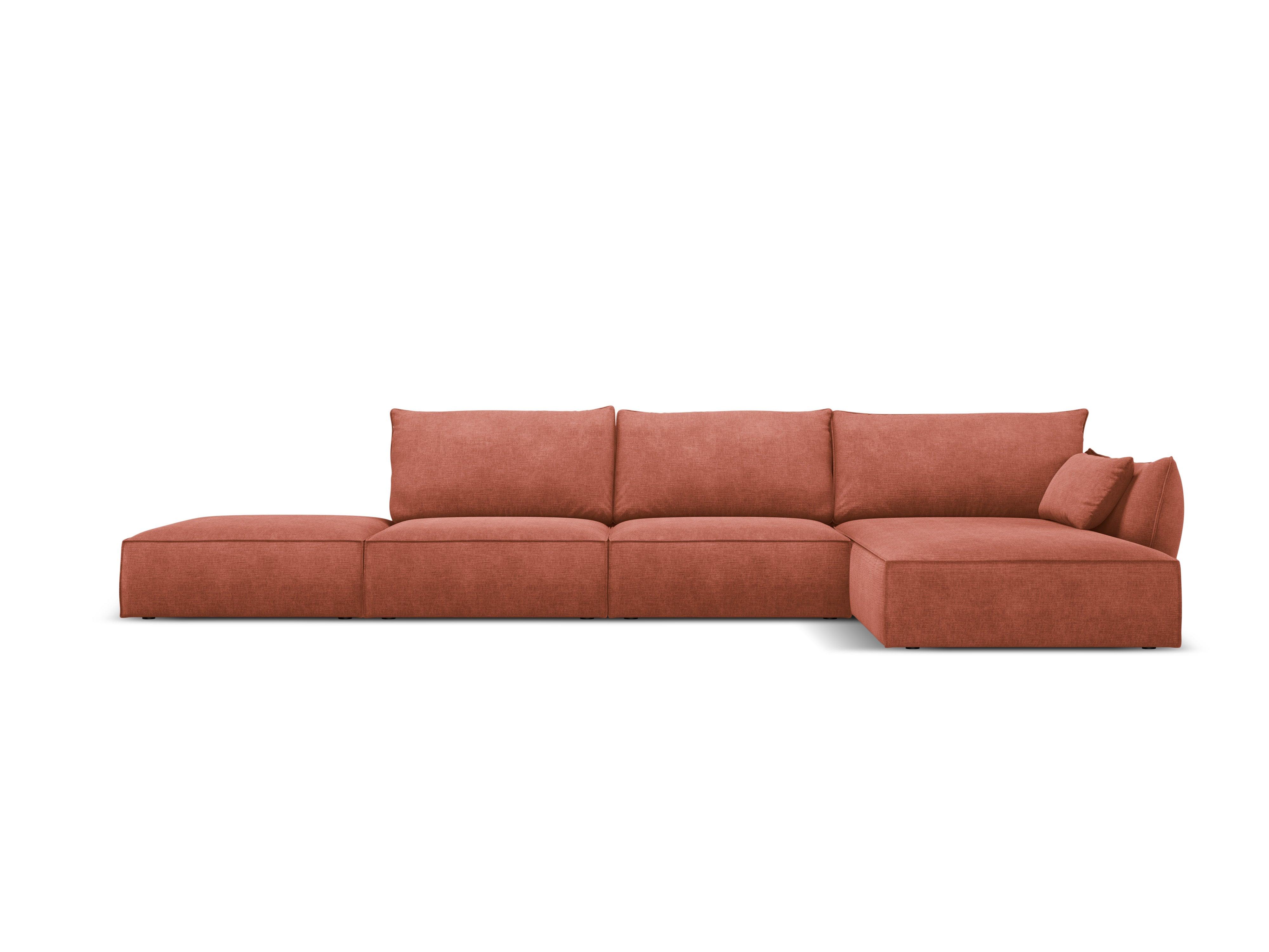 Narożnik w tkaninie szenilowej prawostronny otwarty VANDA terracotta Mazzini Sofas Eye on Design