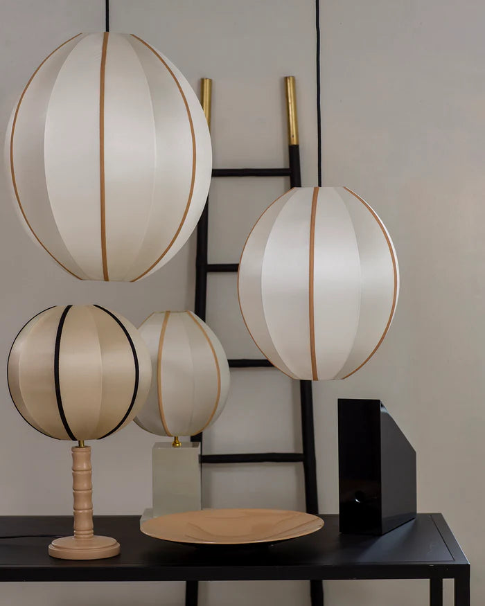 Abażur OVAL gebrochenes Weiß mit Bernstein