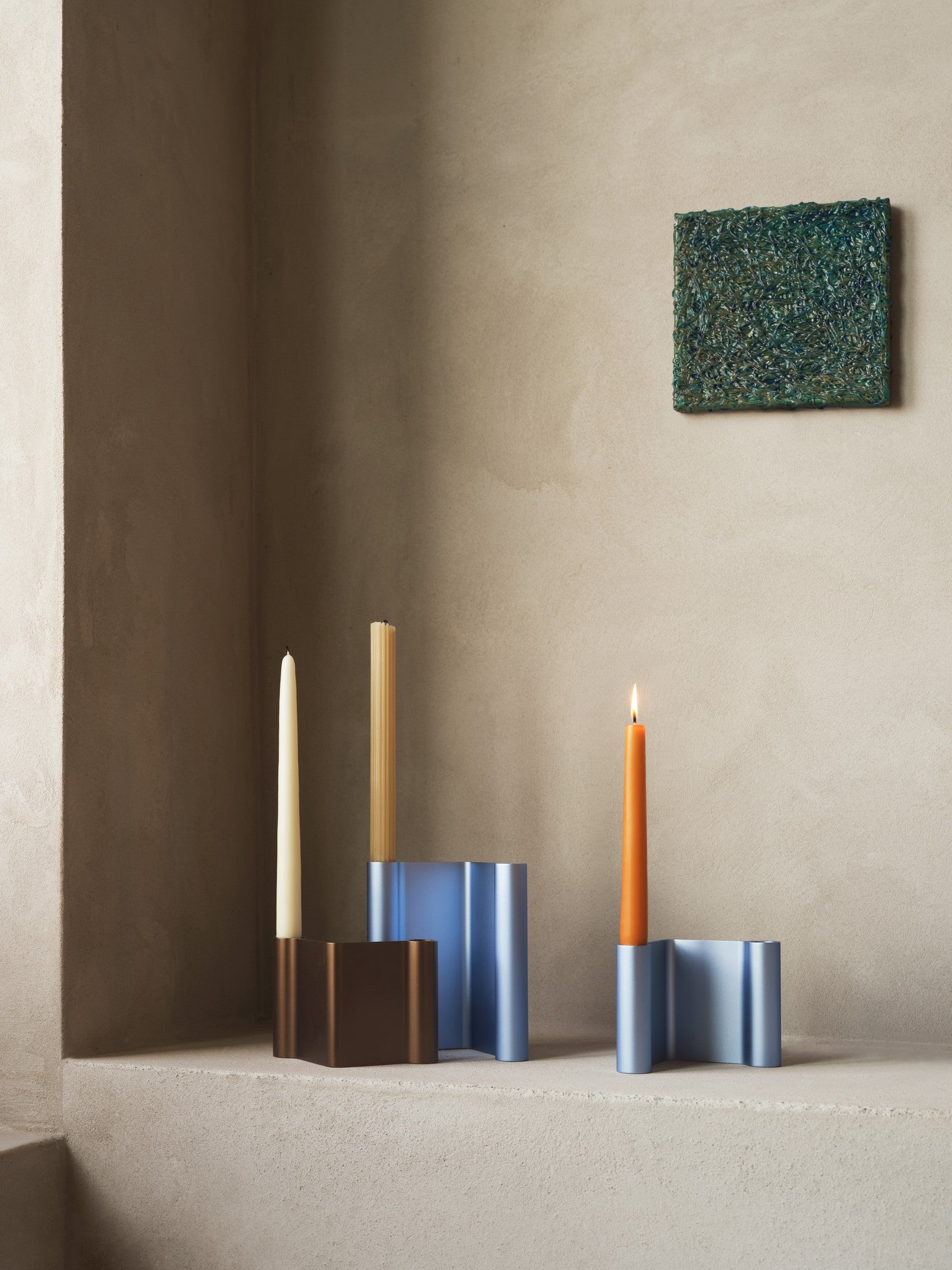 PAIR Blue Candle Holder