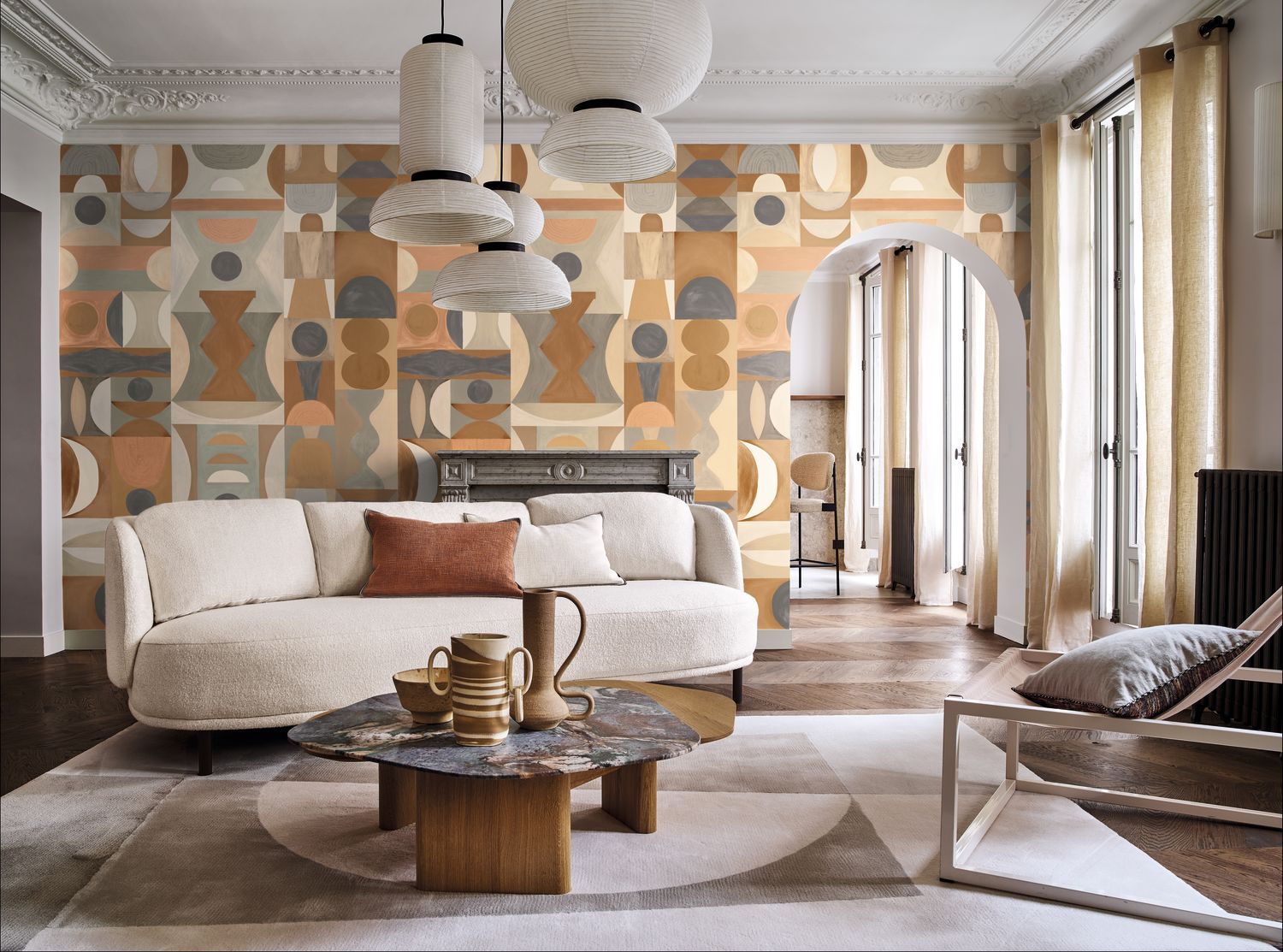 Wandbild mit geometrischem Muster MODELAGE - CAMEL/NUDE beige mit braun