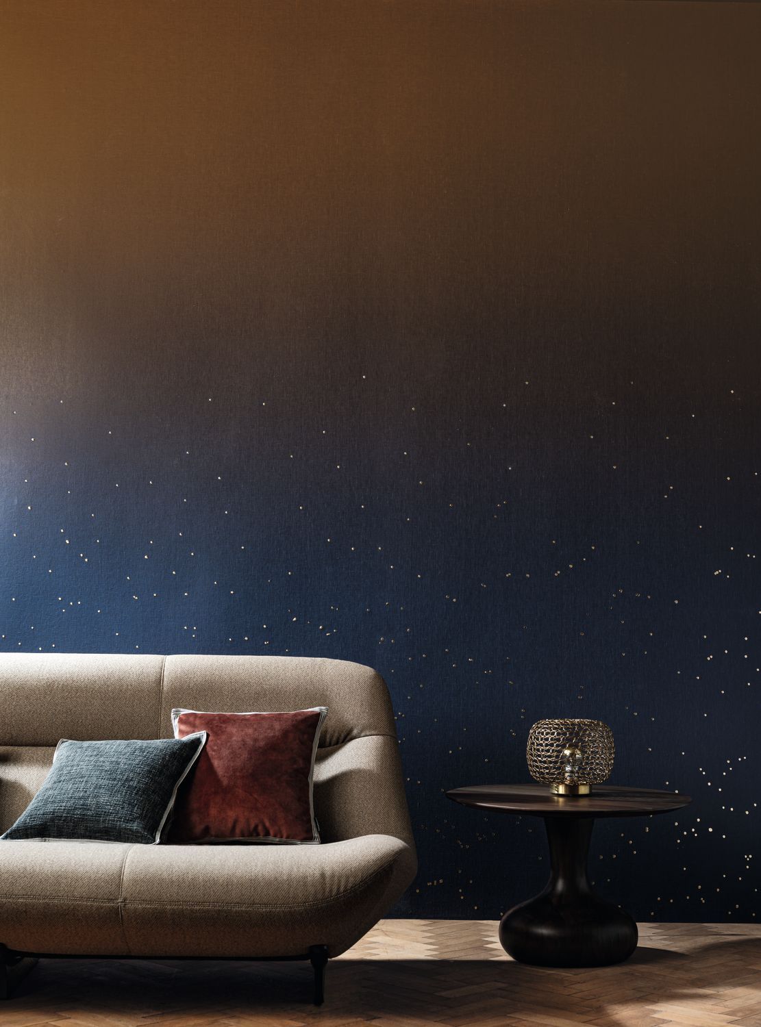 Wandtextil-Gradient mit Himmelmotiv ASTRAL SOLAIRE blau mit Grau