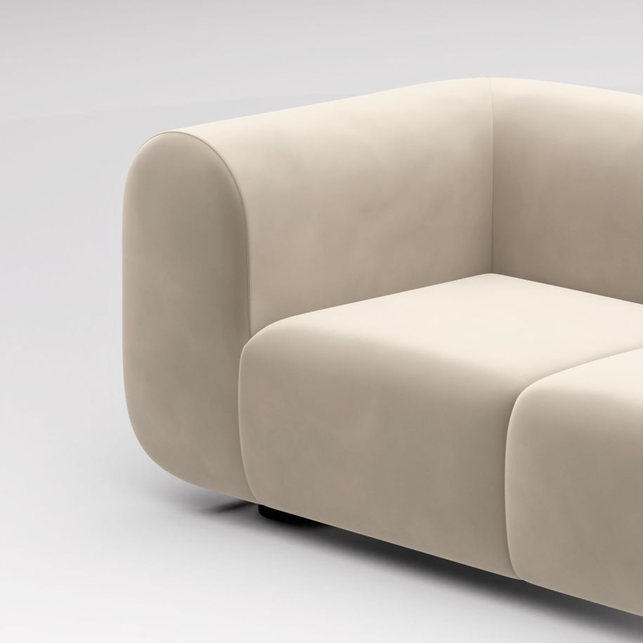 4-Personen-Sofa, gepolsterter praller