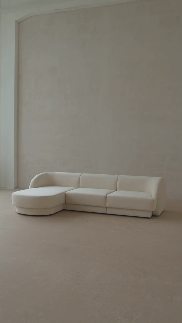 Modulares Sofa mit Tisch, 5-Sitzer MILEY, schwarzer schimmernder Chenille