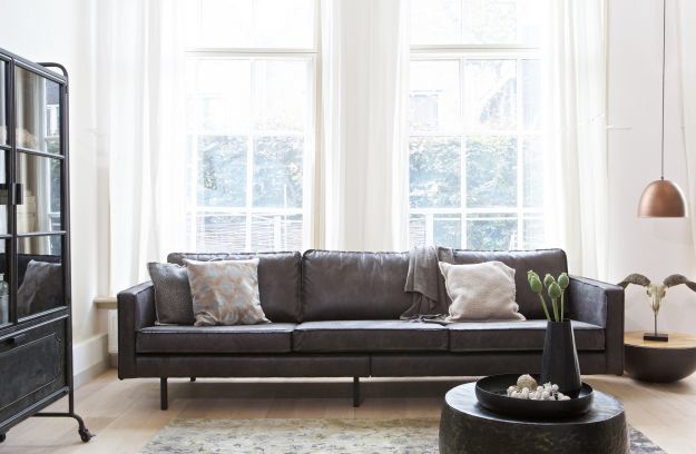 3-Sitzer-Sofa mit einem Öko-Leder-Rodeo schwarz