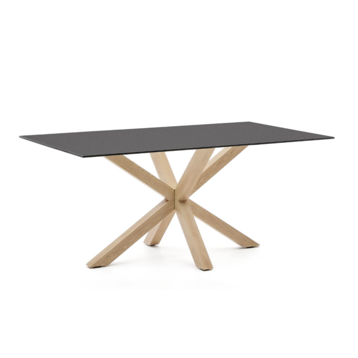 ARGO Black Table with Wood-Look Base