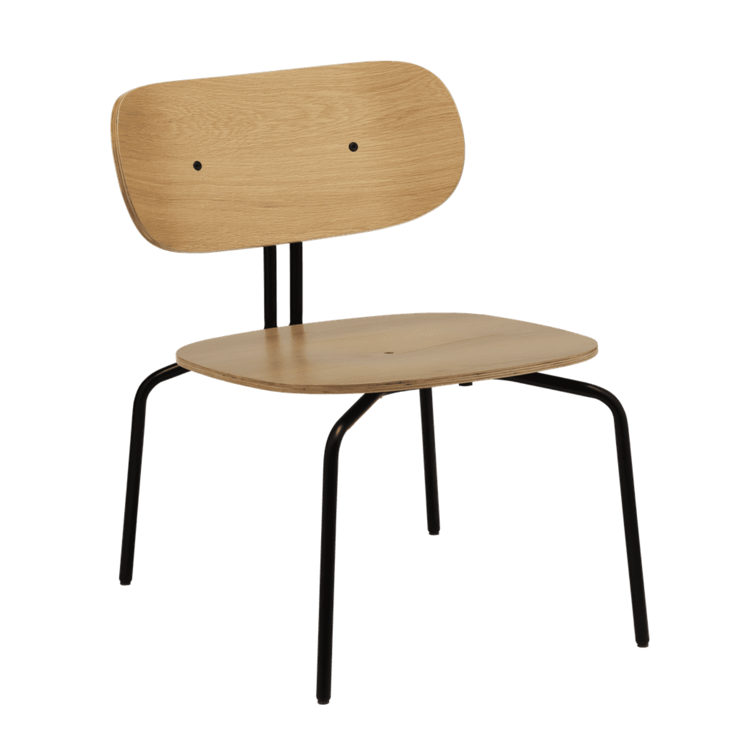 Curious oak veneer armchair with a black base