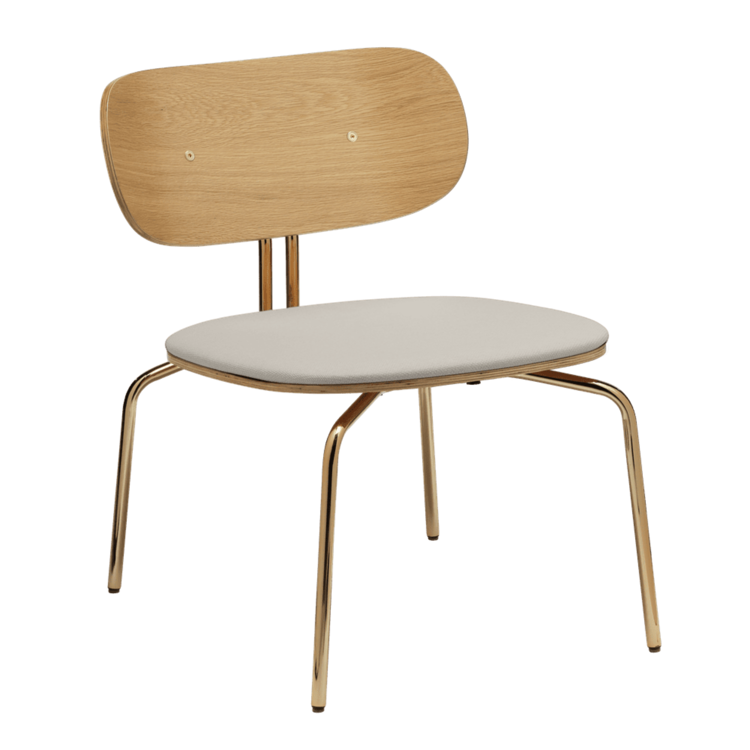 Beige neugieriger Sessel mit einer goldenen Basis