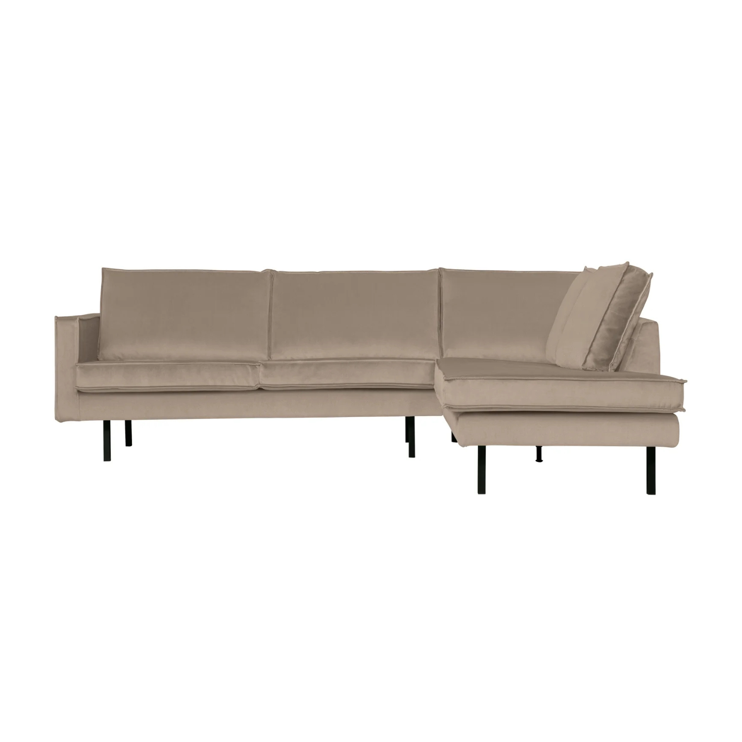 Samt -Ecksofa rechts -Rodeo Khaki