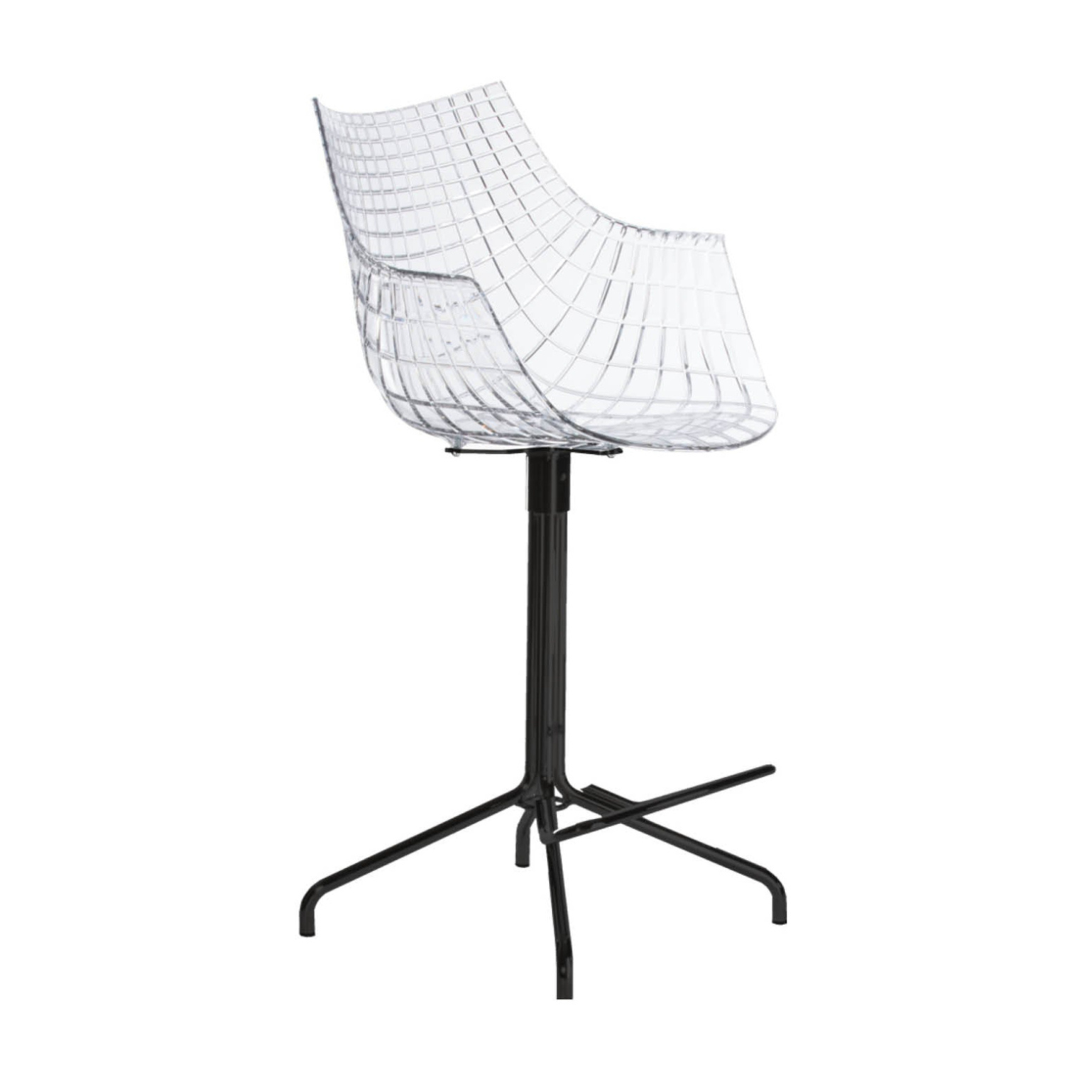 Transparente Meridiana -Hocker mit einer schwarzen Basis