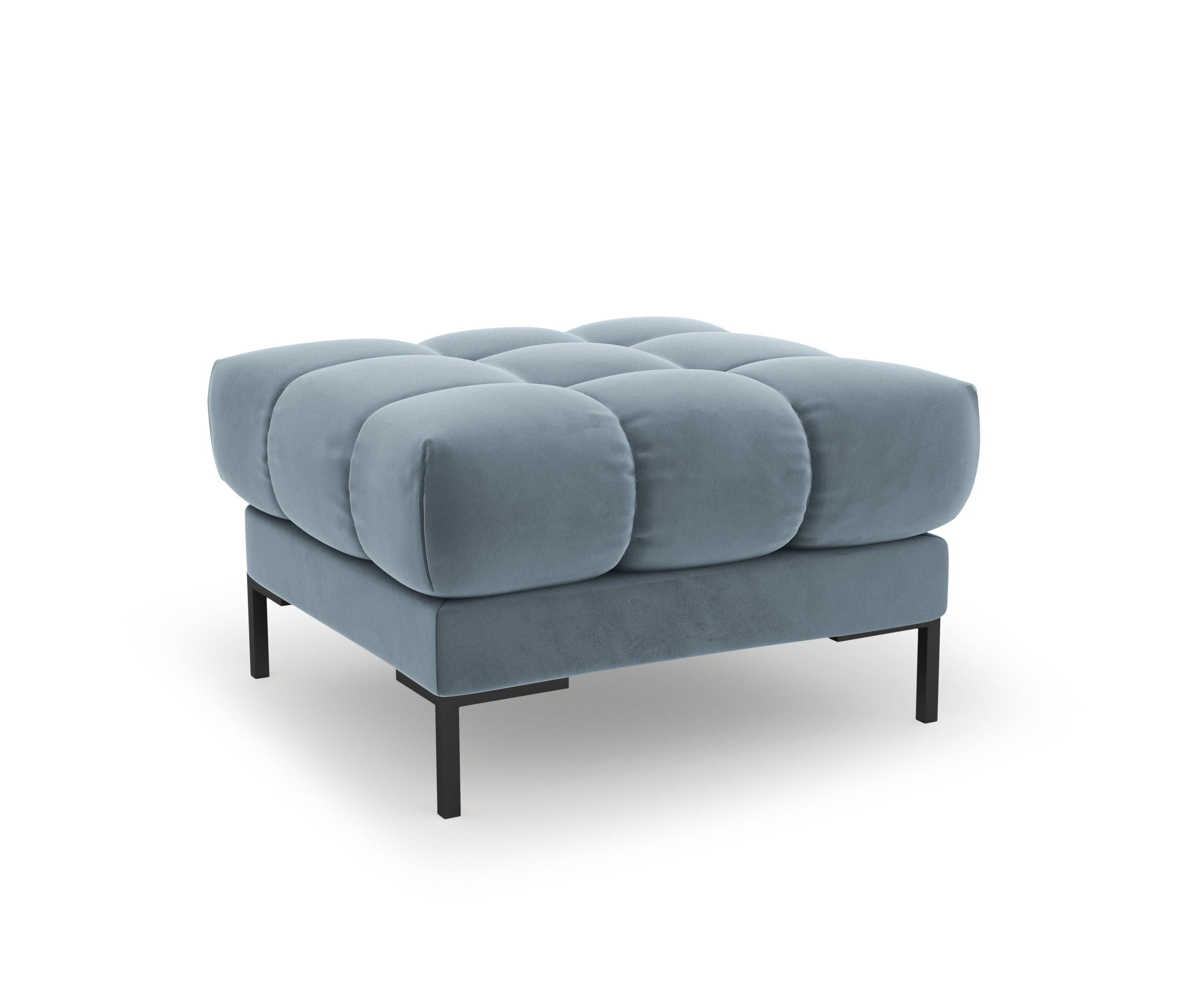 Puf aksamitny BALI jasnoniebieski z czarną podstawą Cosmopolitan Design Eye on Design