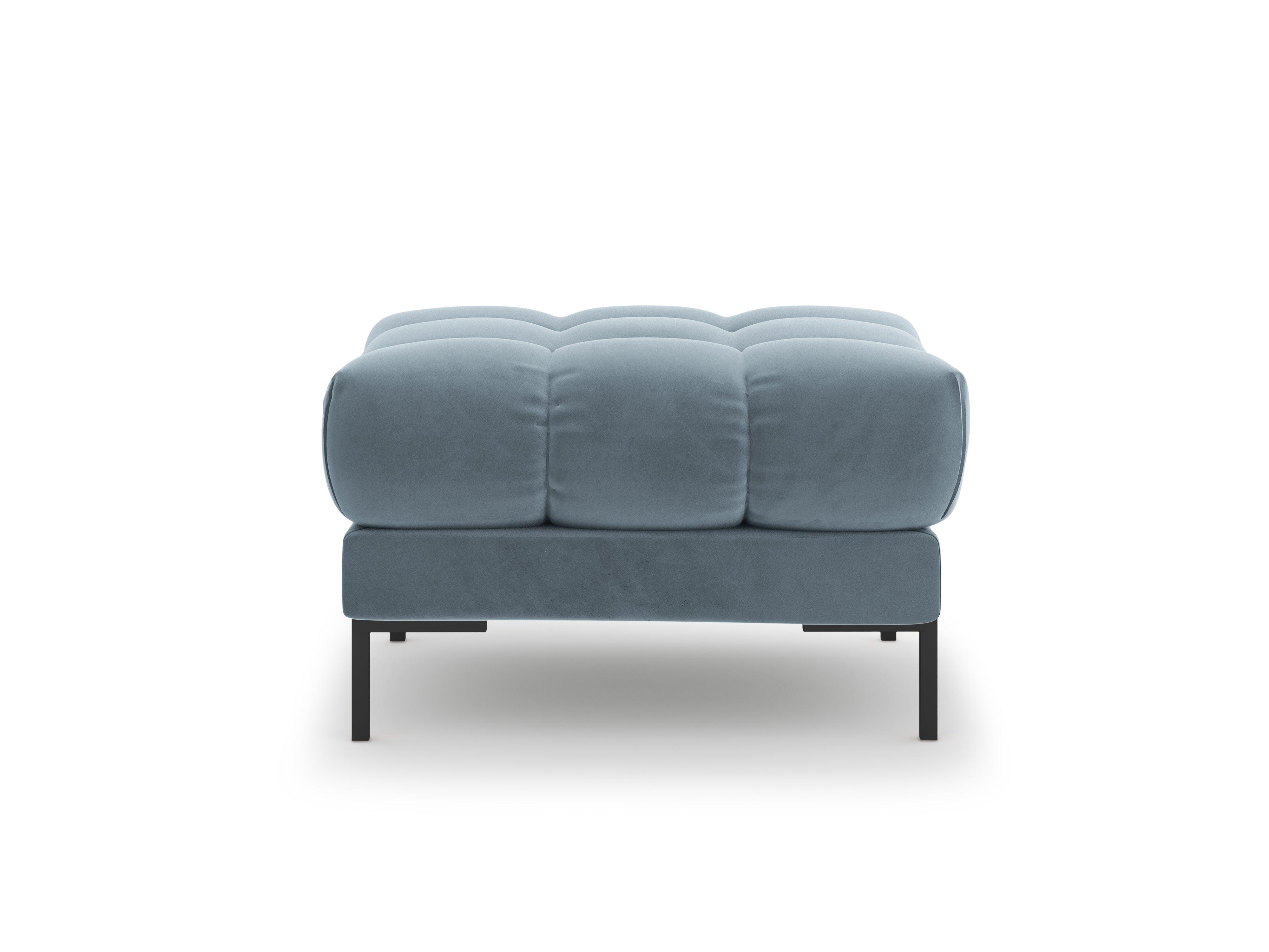 Puf aksamitny BALI jasnoniebieski z czarną podstawą Cosmopolitan Design Eye on Design