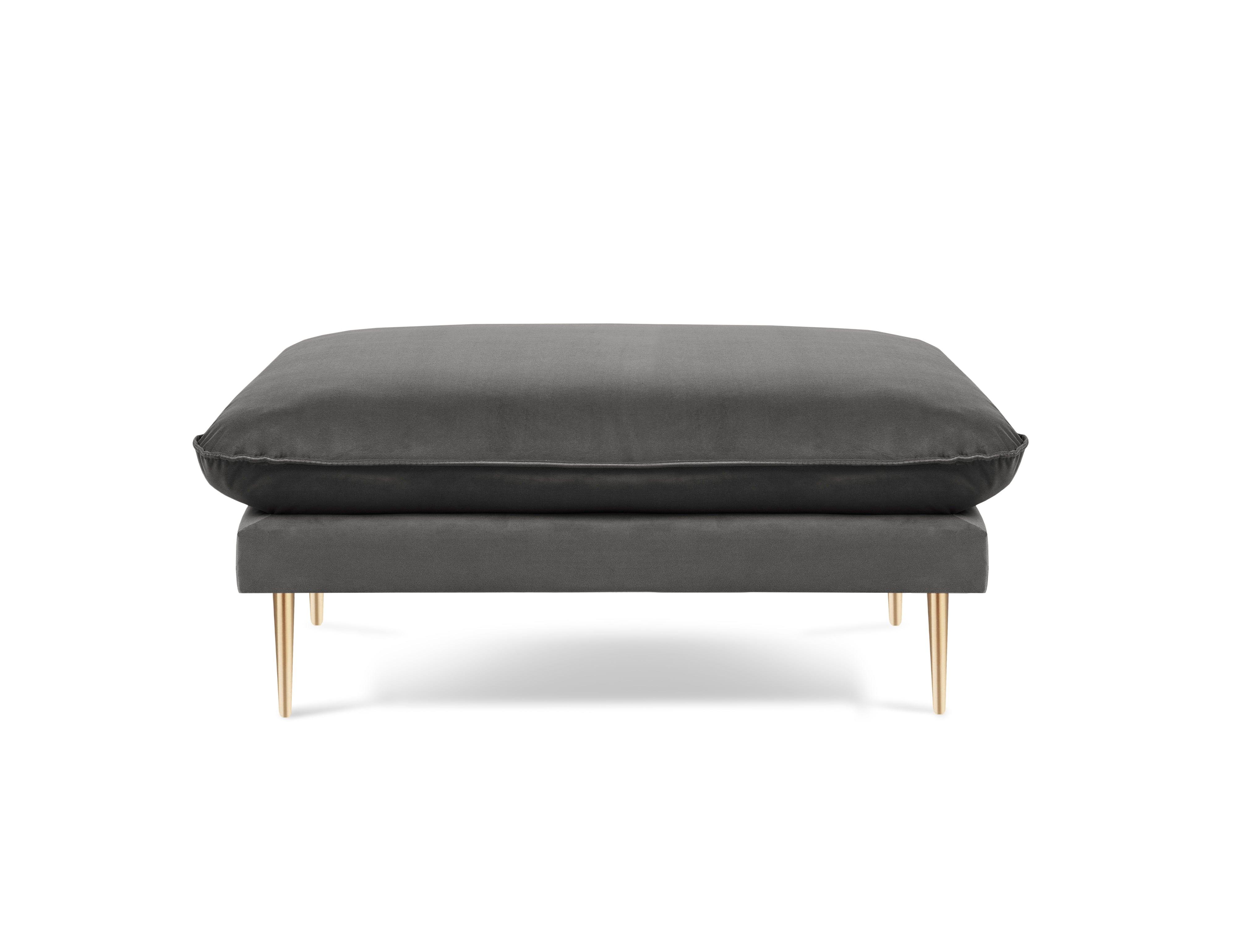 Puf aksamitny VIENNA ciemnoszary ze złotą podstawą Cosmopolitan Design Eye on Design