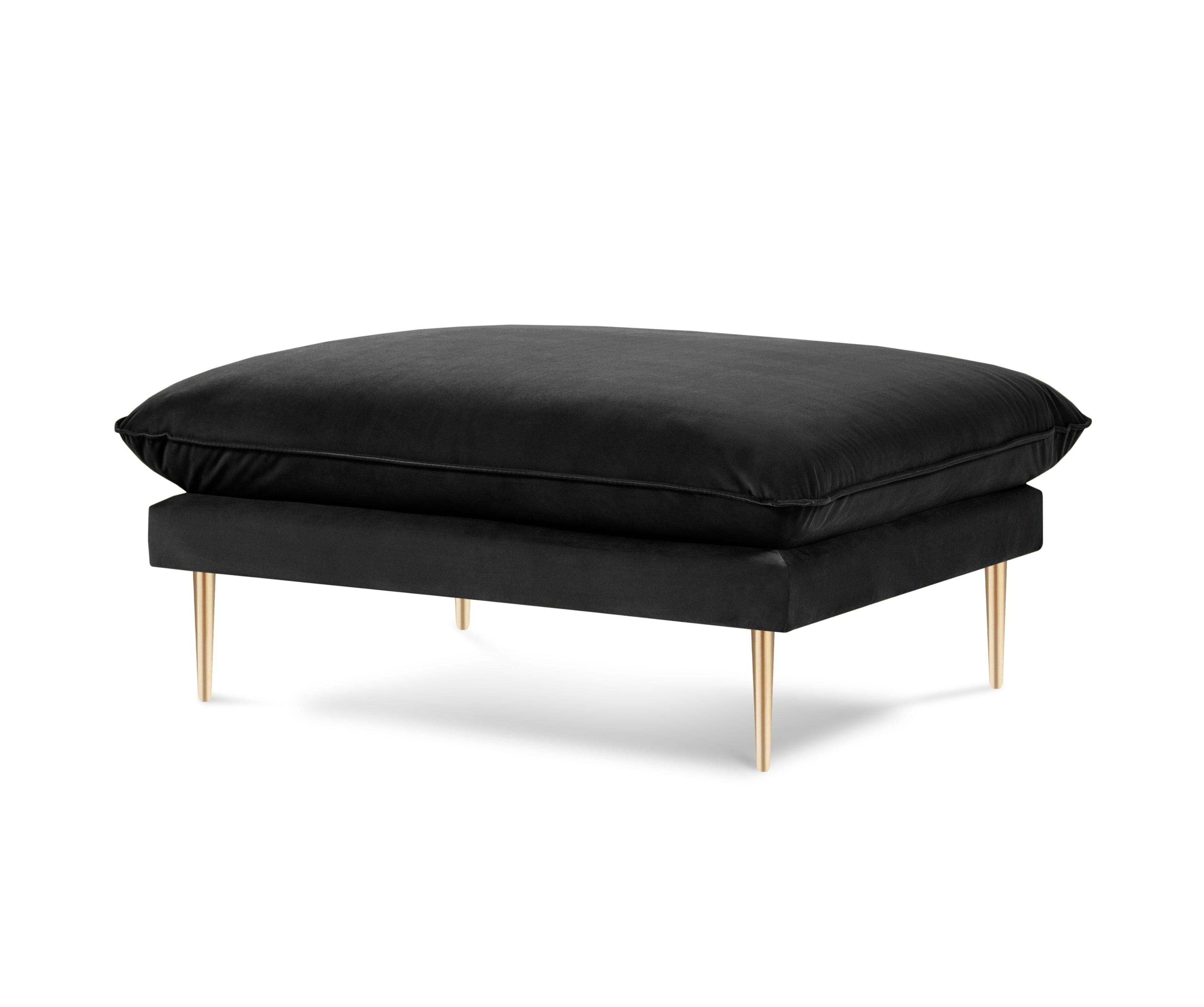 Puf aksamitny VIENNA czarny ze złotą podstawą Cosmopolitan Design Eye on Design