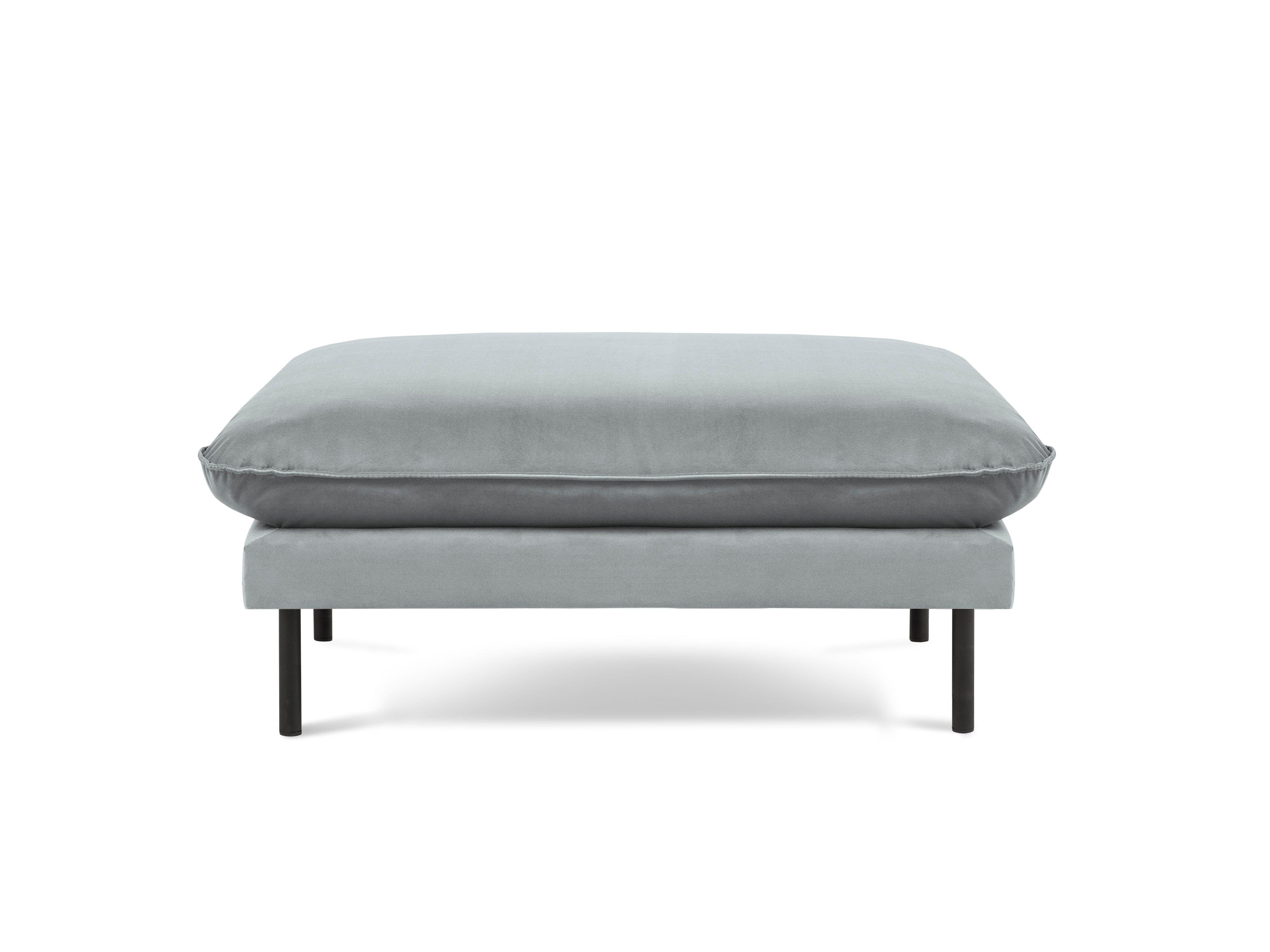 Puf aksamitny VIENNA jasnoszary z czarną podstawą Cosmopolitan Design Eye on Design