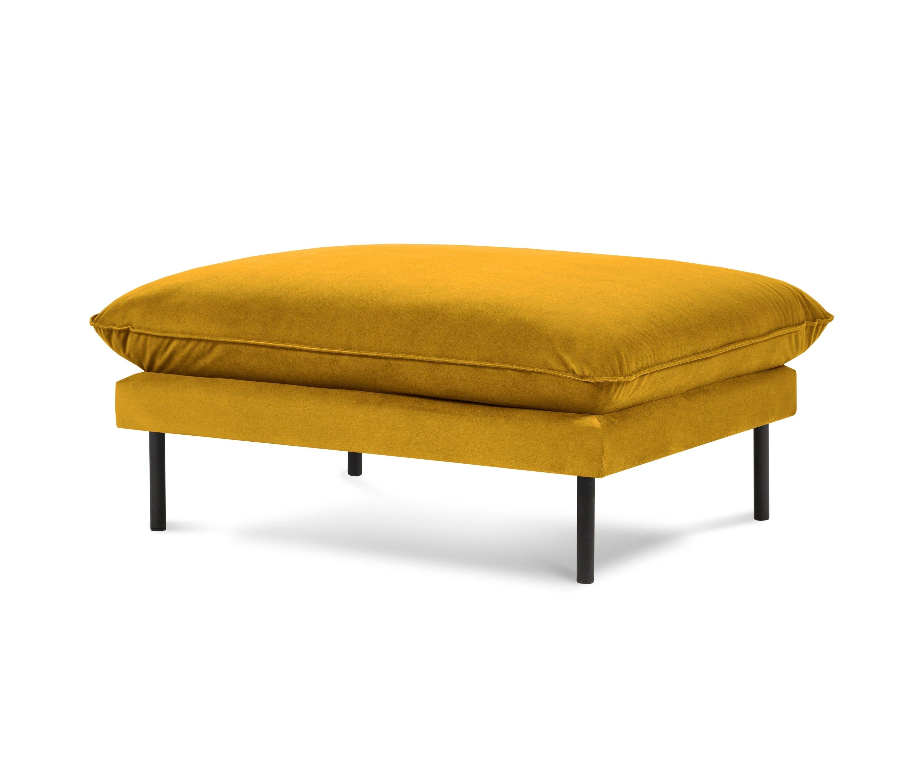 Puf aksamitny VIENNA żółty z czarną podstawą Cosmopolitan Design Eye on Design
