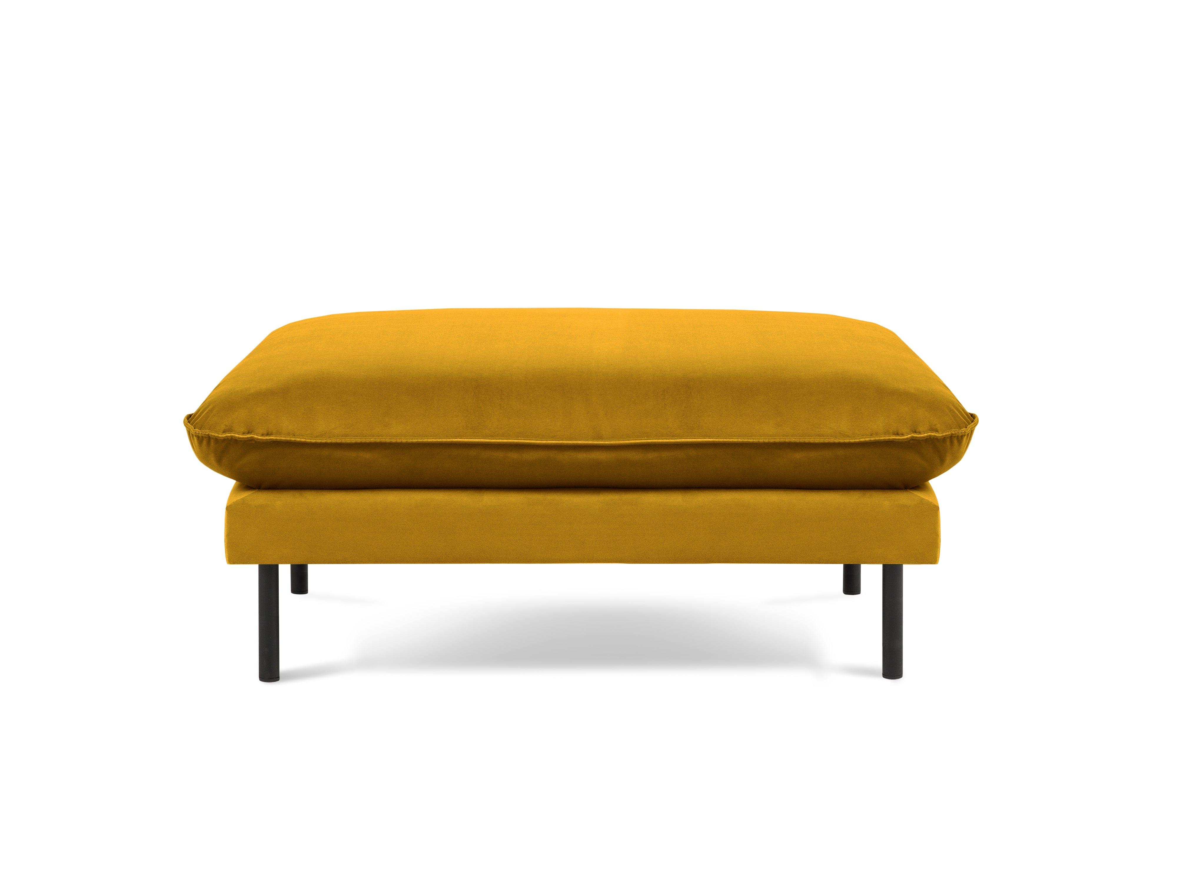 Puf aksamitny VIENNA żółty z czarną podstawą Cosmopolitan Design Eye on Design