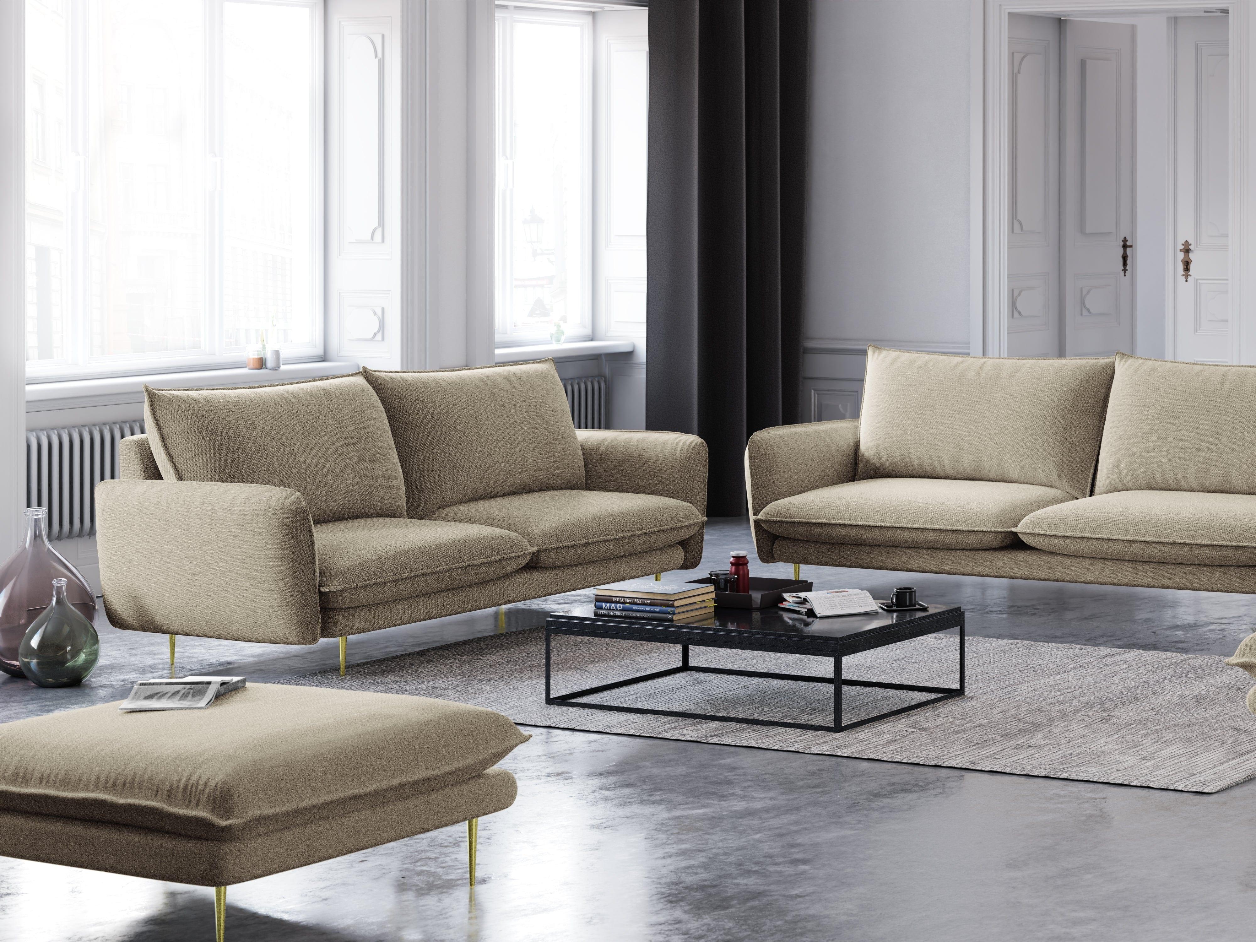 Puf VIENNA beżowy ze złotą podstawą Cosmopolitan Design Eye on Design