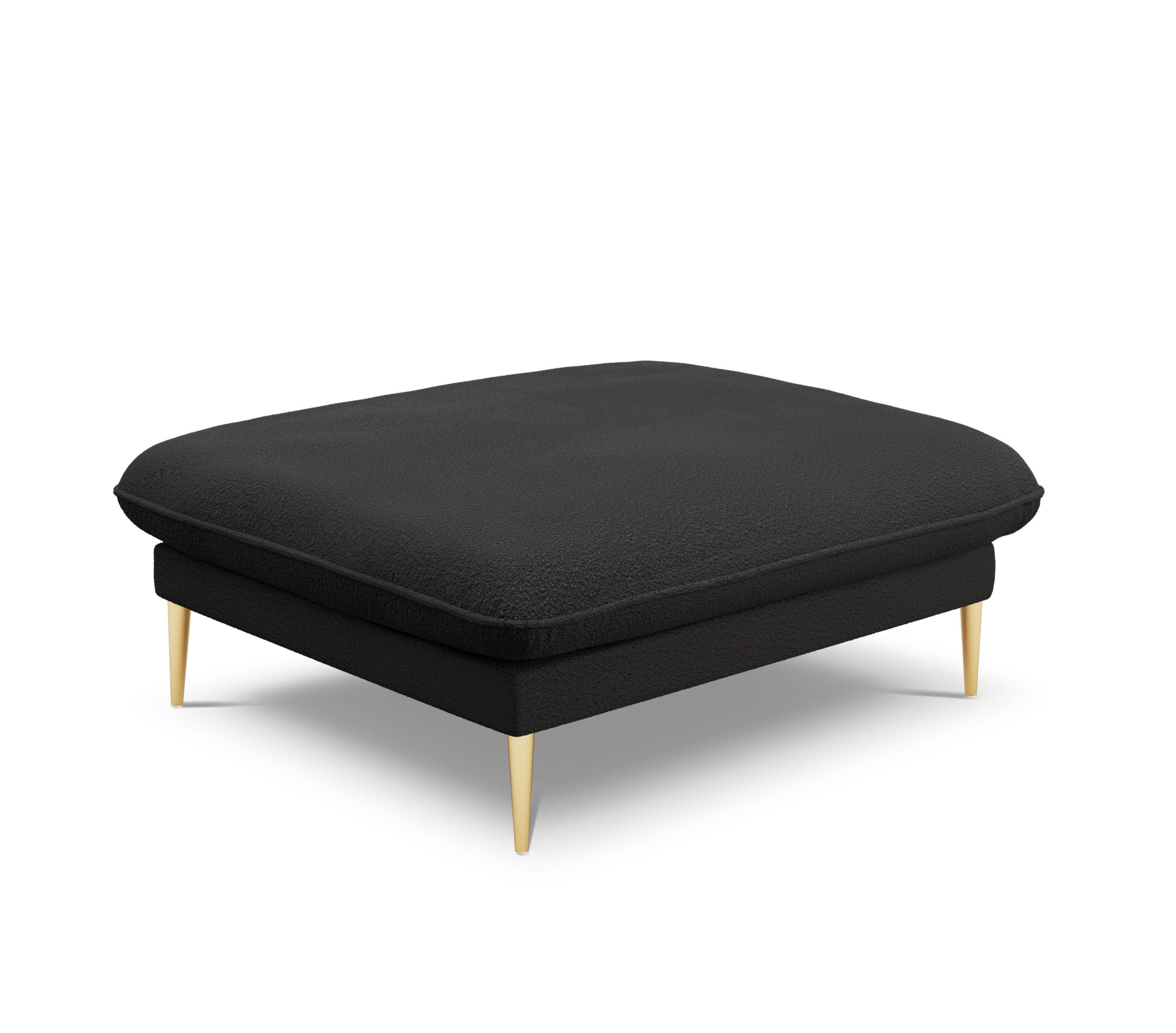 Puf w tkaninie boucle VIENNA czarny ze złotą podstawą Cosmopolitan Design Eye on Design