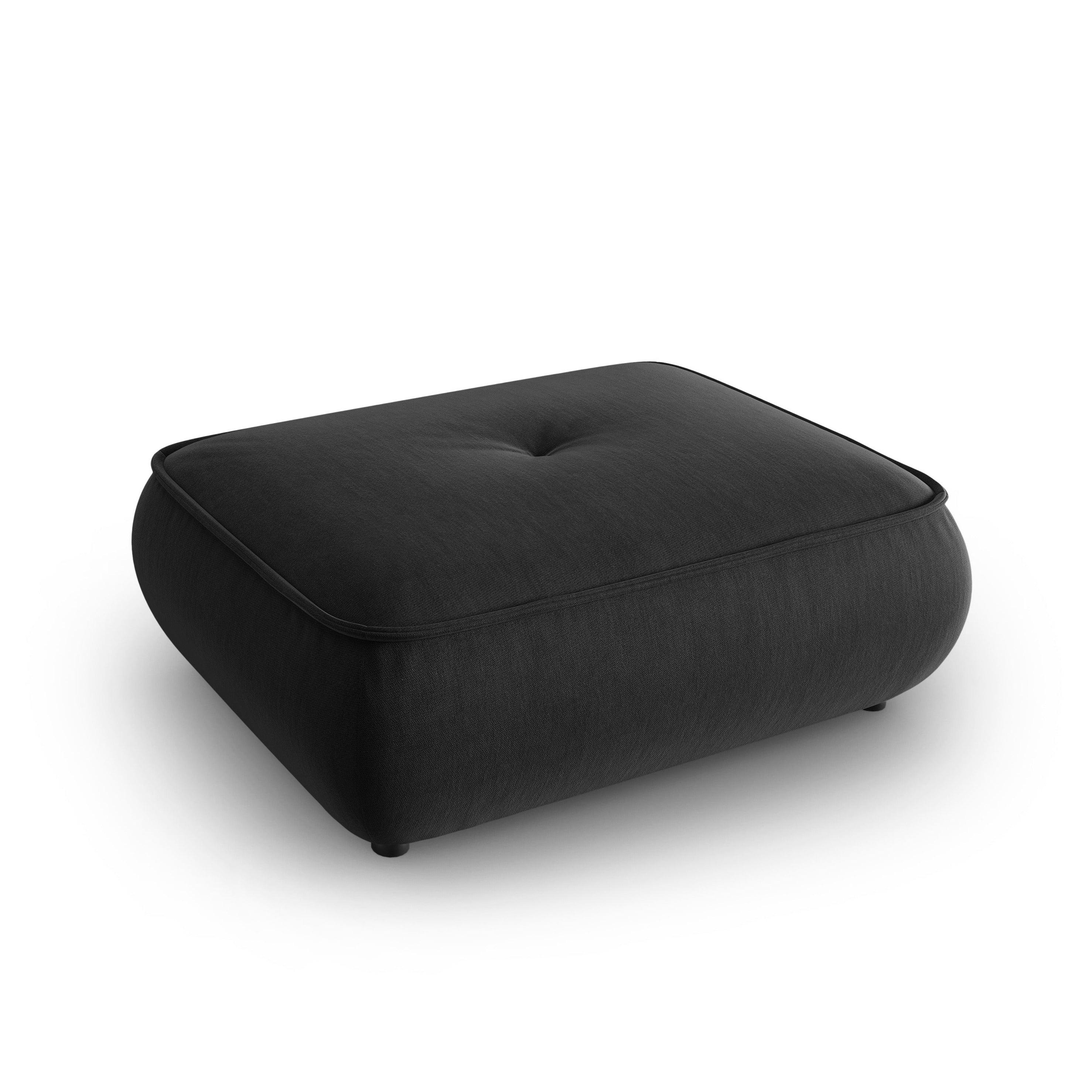 Puf w tkaninie szenilowej LILY antracytowy Maison Heritage Eye on Design