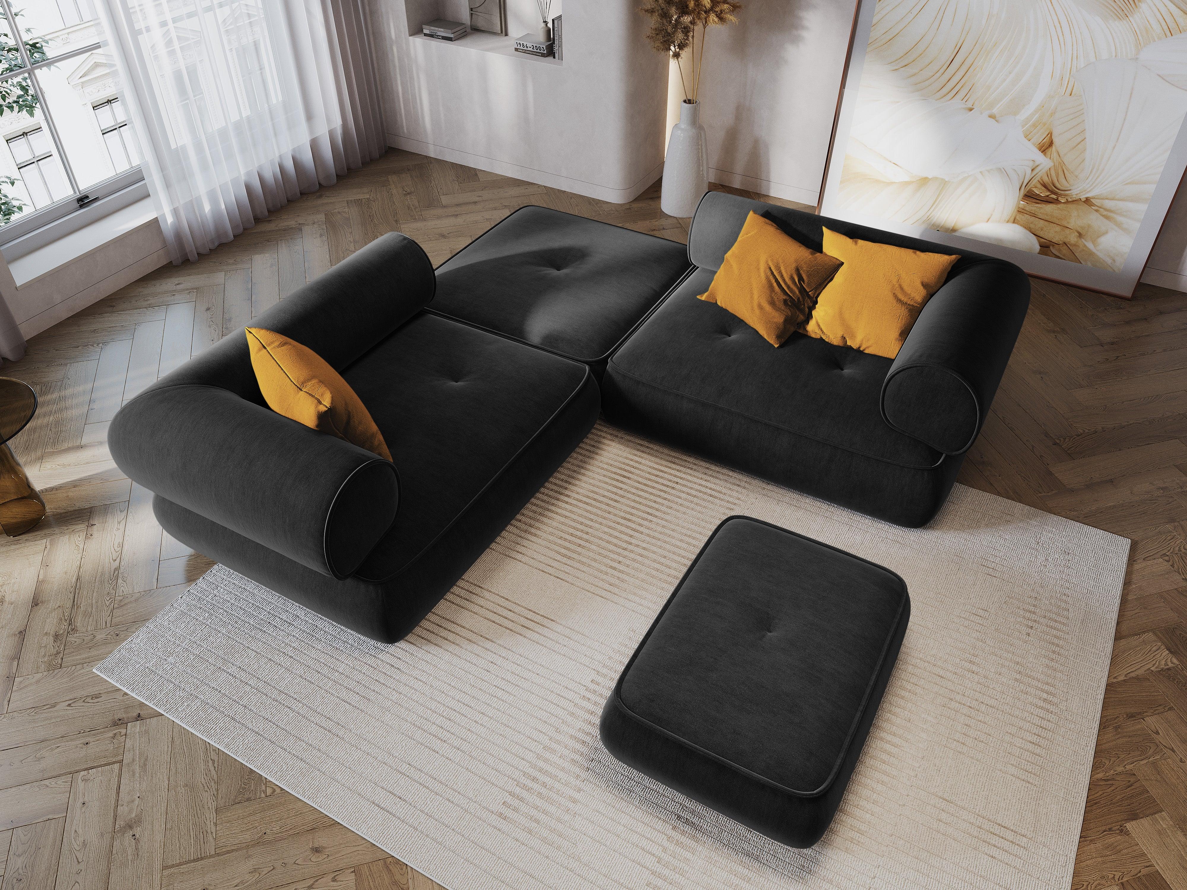 Puf w tkaninie szenilowej LILY antracytowy Maison Heritage Eye on Design