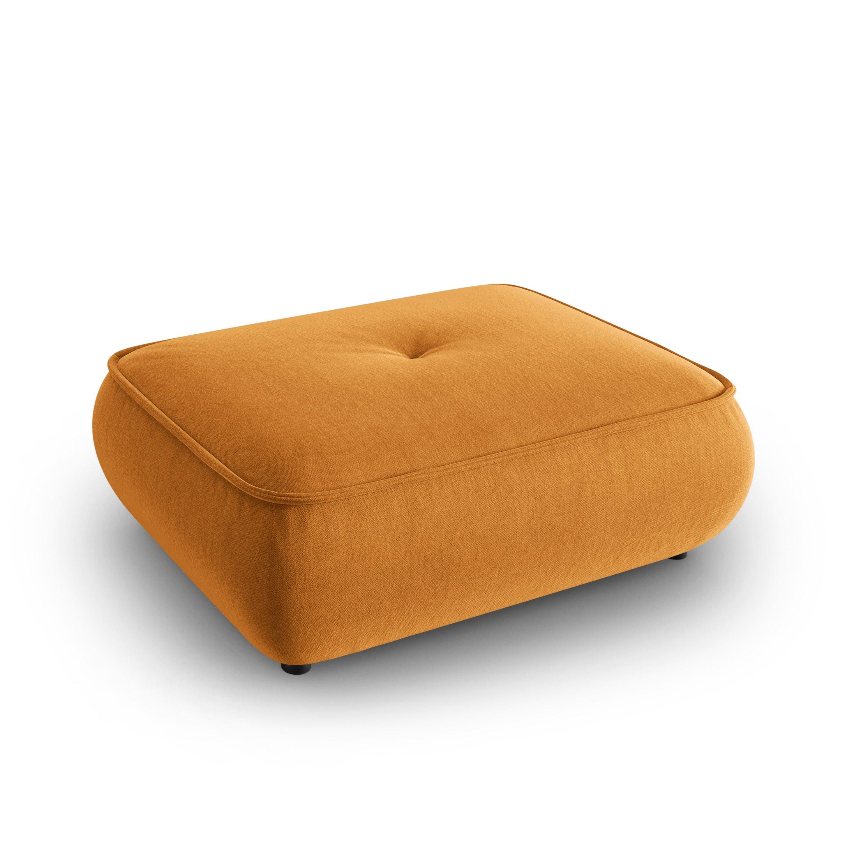Puf w tkaninie szenilowej LILY musztardowy Maison Heritage Eye on Design