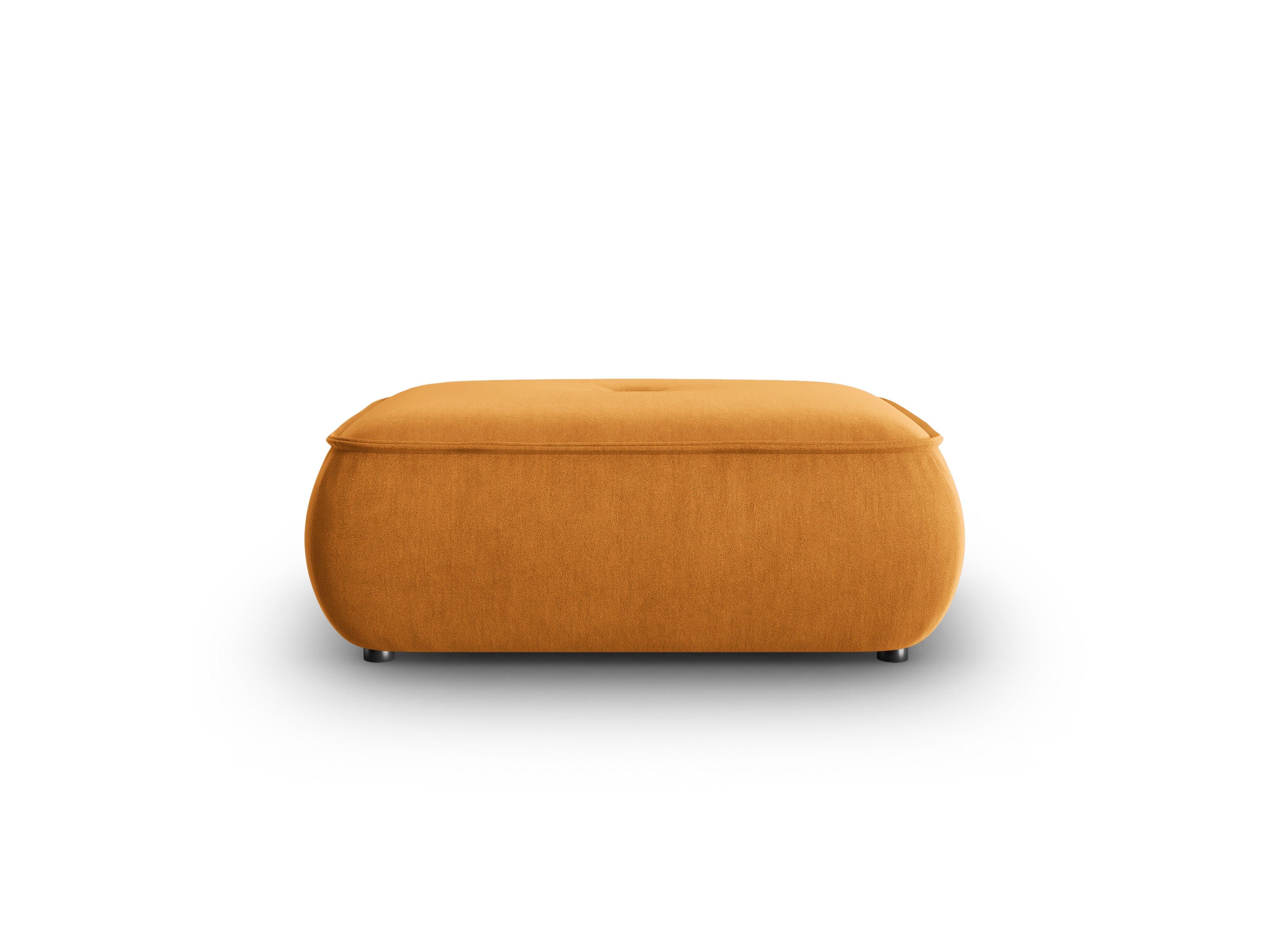 Puf w tkaninie szenilowej LILY musztardowy Maison Heritage Eye on Design