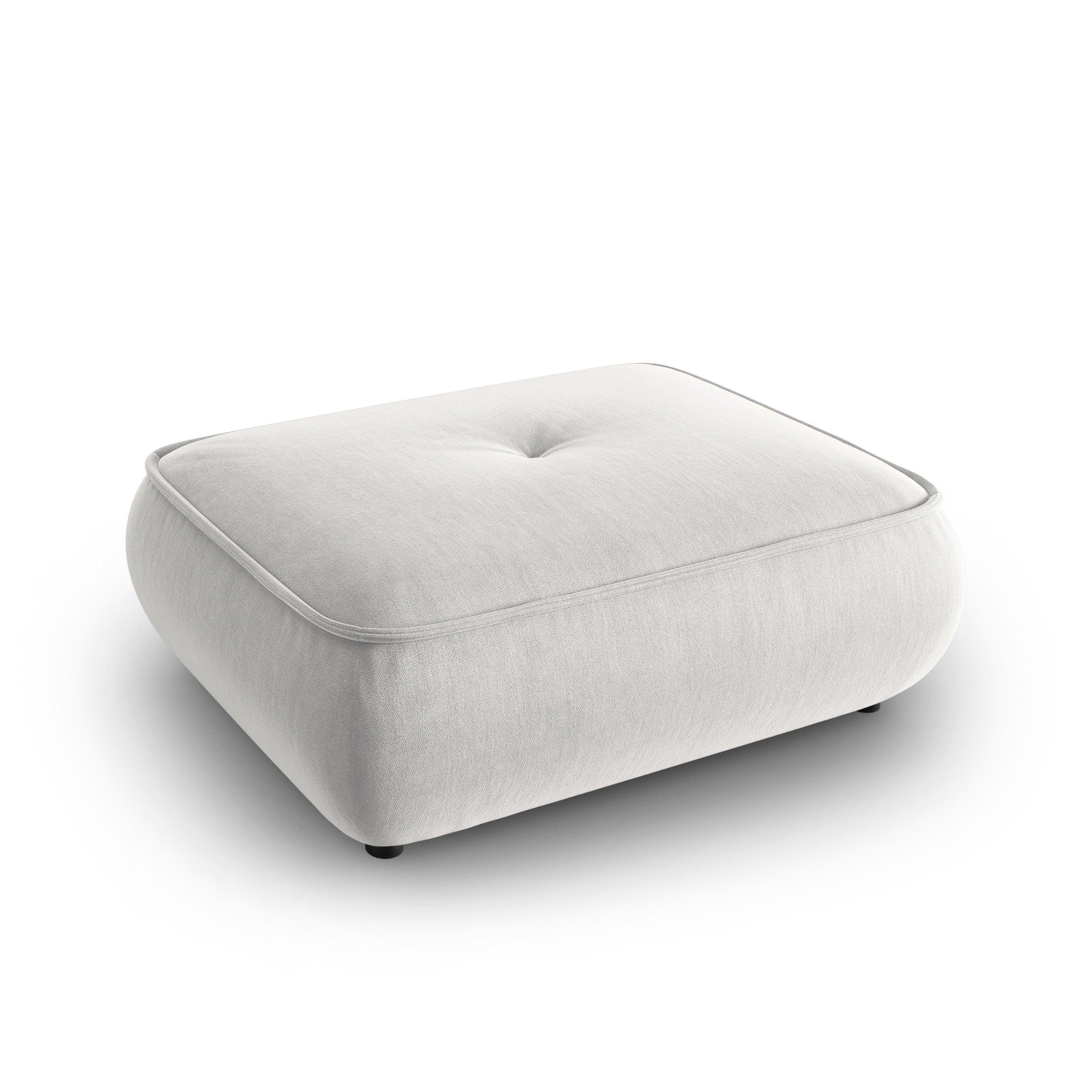 Puf w tkaninie szenilowej LILY srebrny Maison Heritage Eye on Design