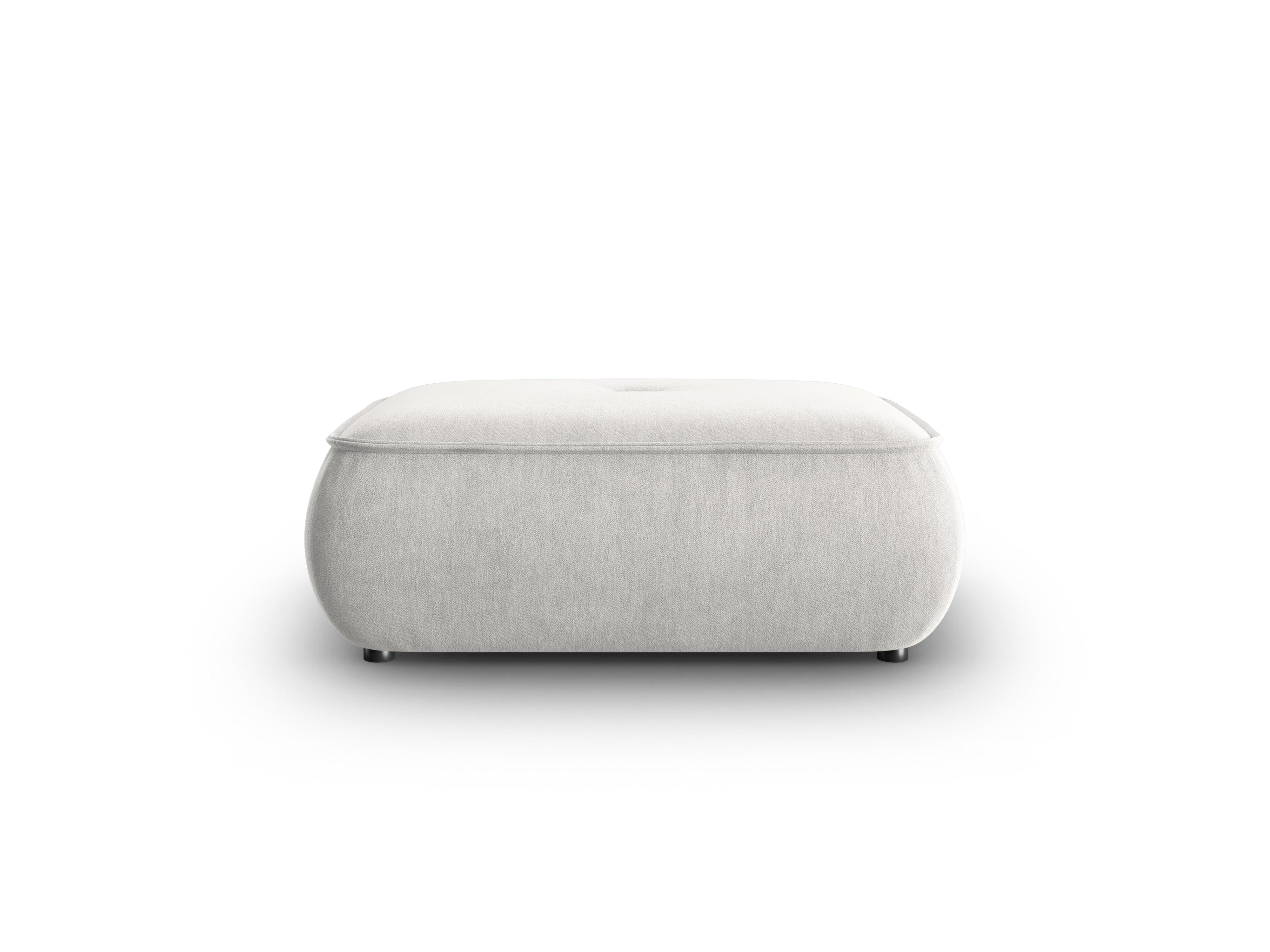 Puf w tkaninie szenilowej LILY srebrny Maison Heritage Eye on Design