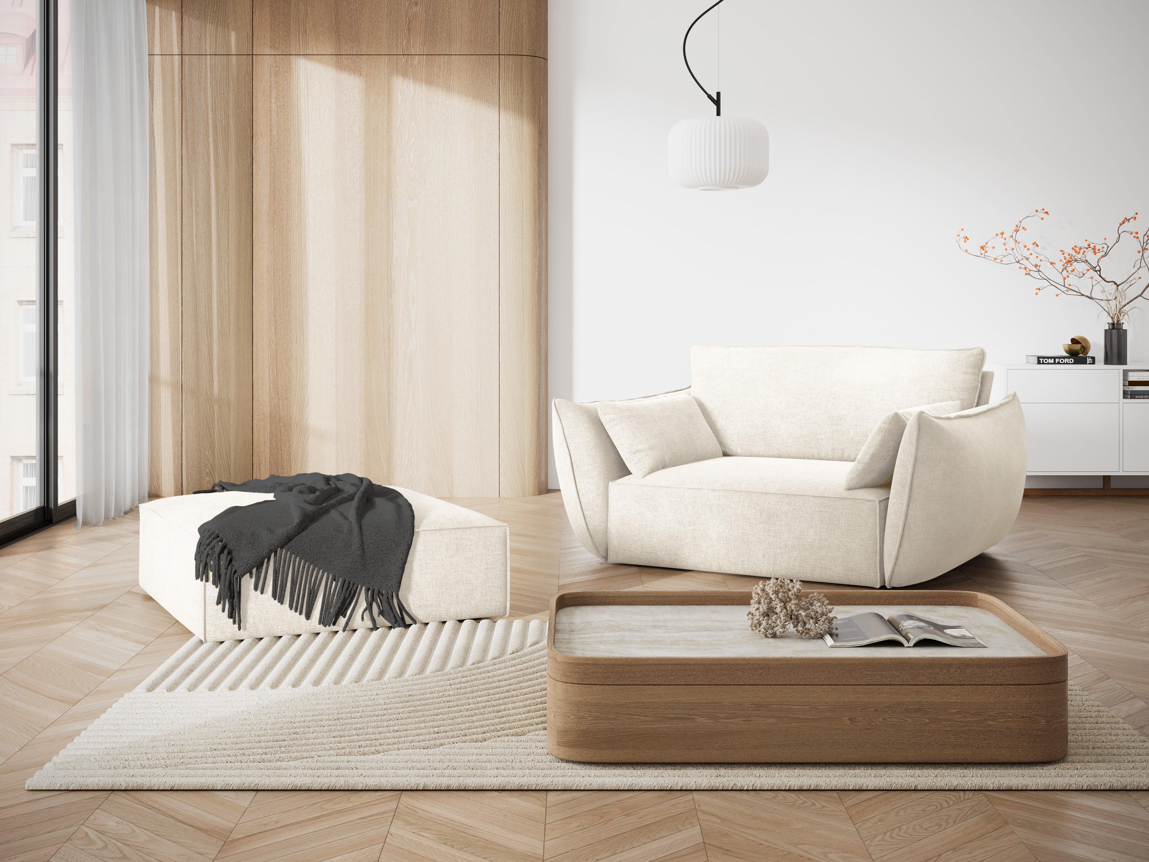 Puf w tkaninie szenilowej VANDA jasnobeżowy Mazzini Sofas Eye on Design